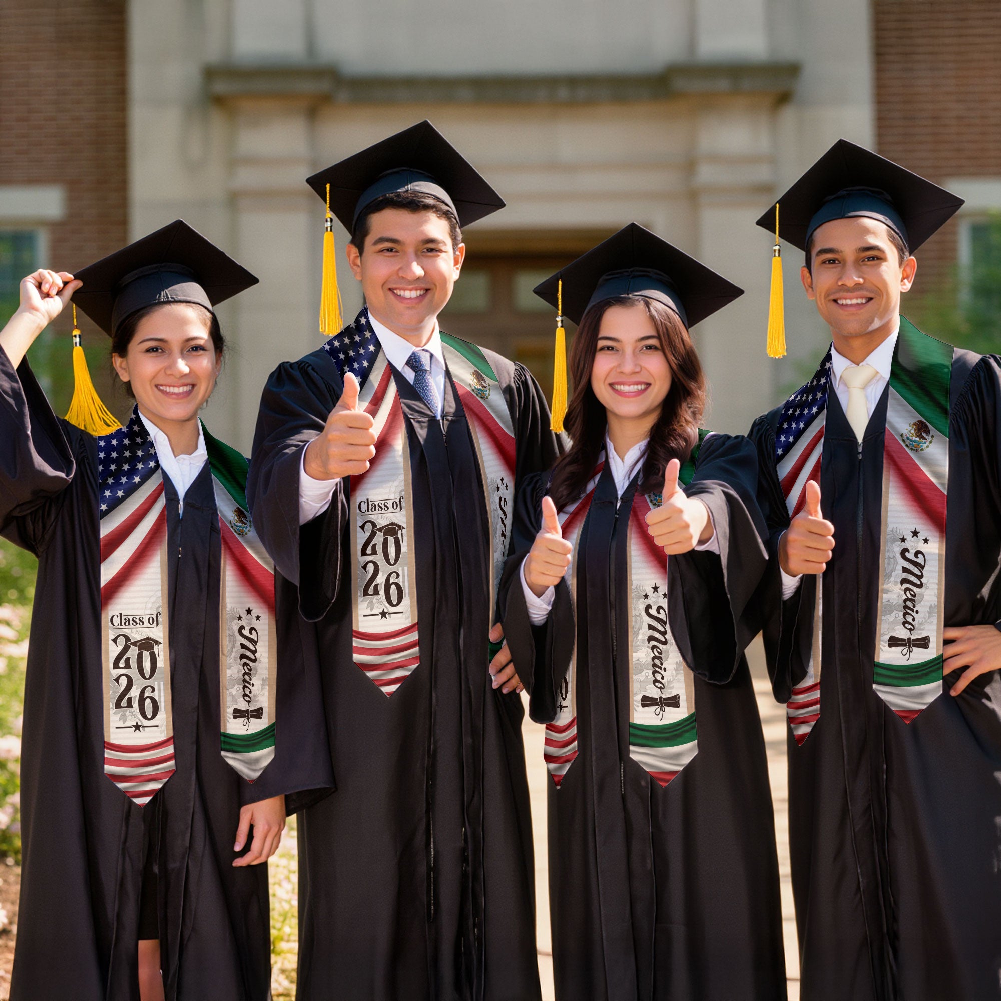 Mexico Graduation Sash 2026, Mexican American Flag Graduation Sash, Mexican Stole