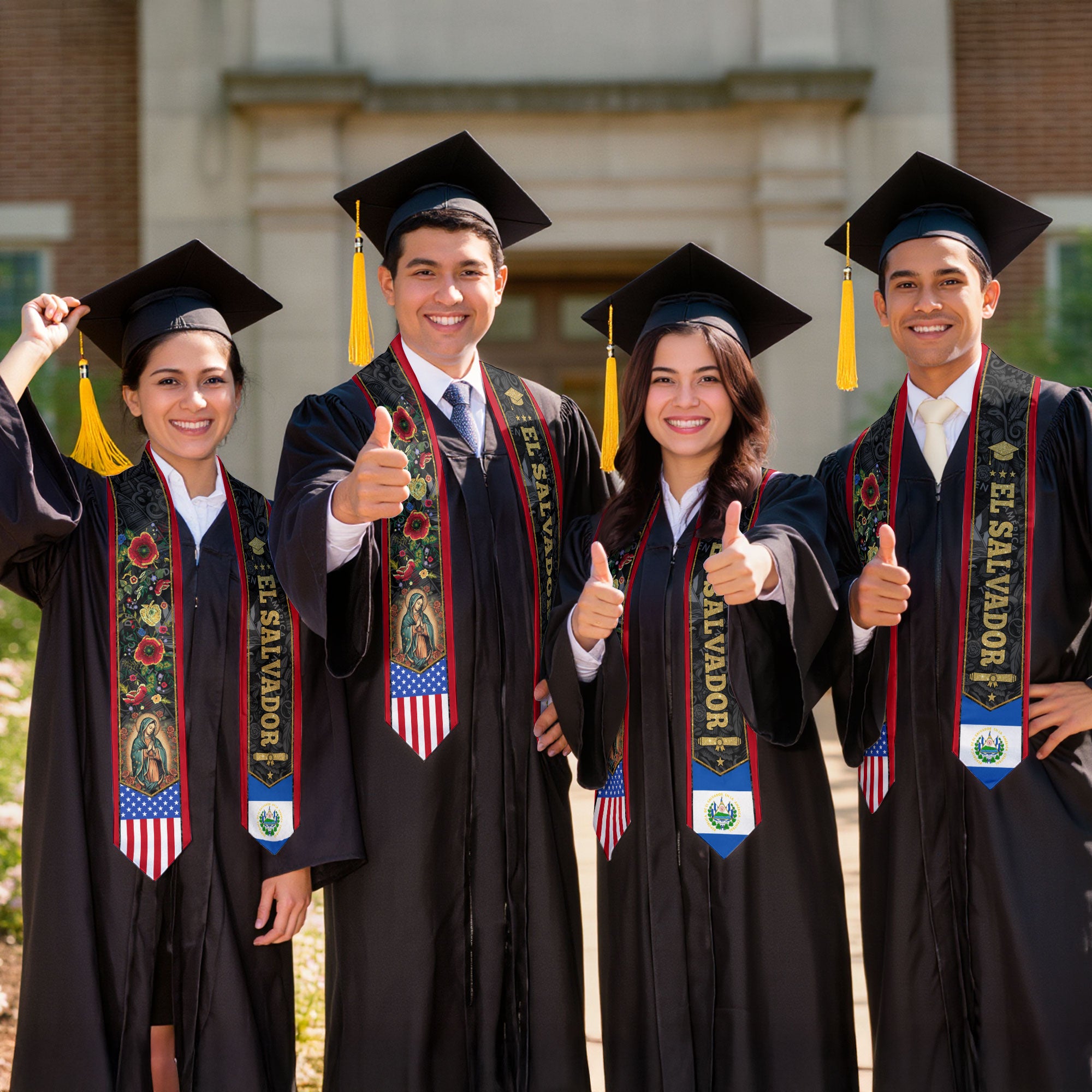 El Salvador Graduation Stole 2026, Salvadoran Flag Graduation Sash, Academic Style for Graduates