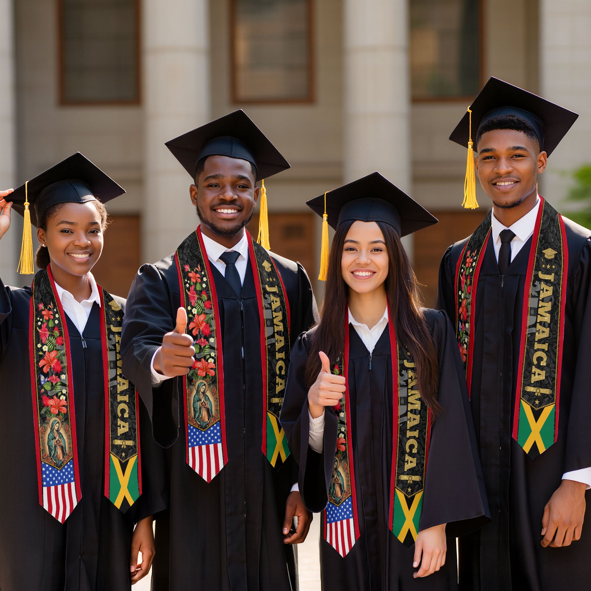 Jamaica Graduation Stole 2026, Island Flag Sash, Formal Graduation Stole Style
