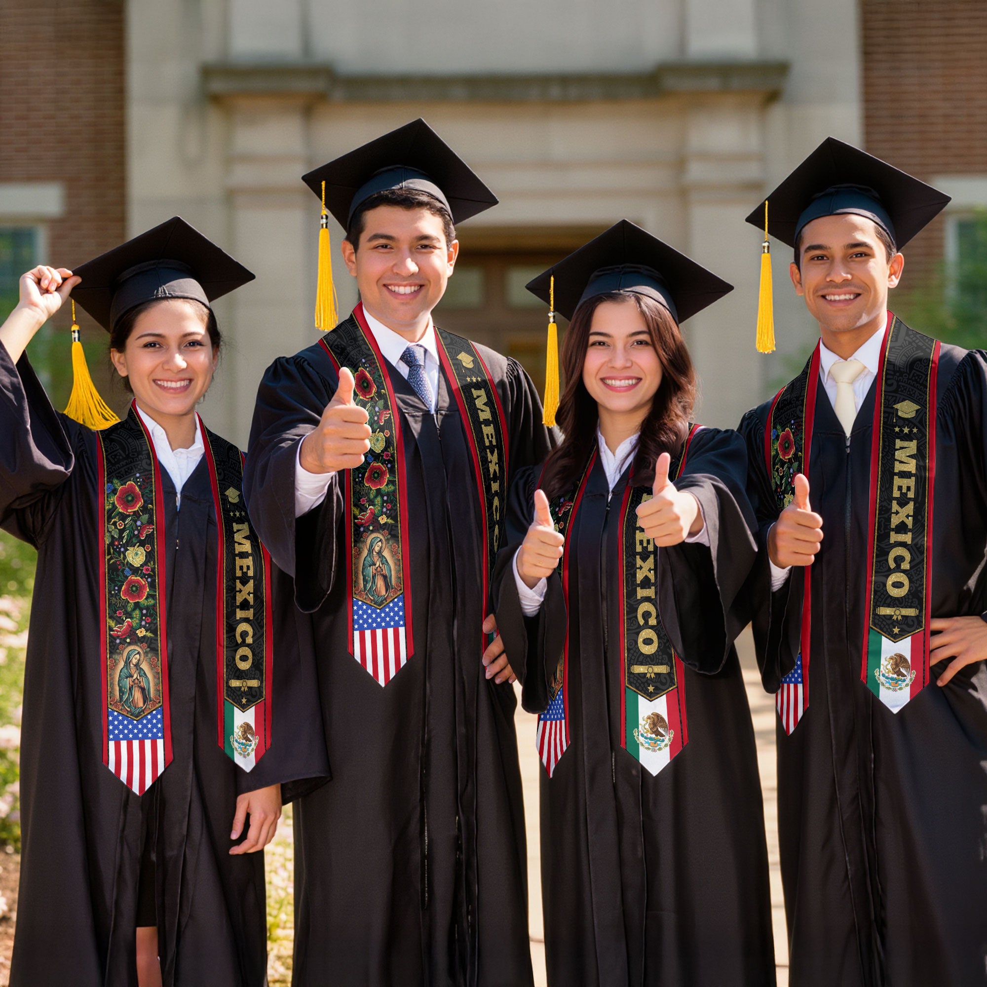 Mexican American Flag Grad Sash 2026, Mexican Graduation Sash, Mexico Graduation Stole