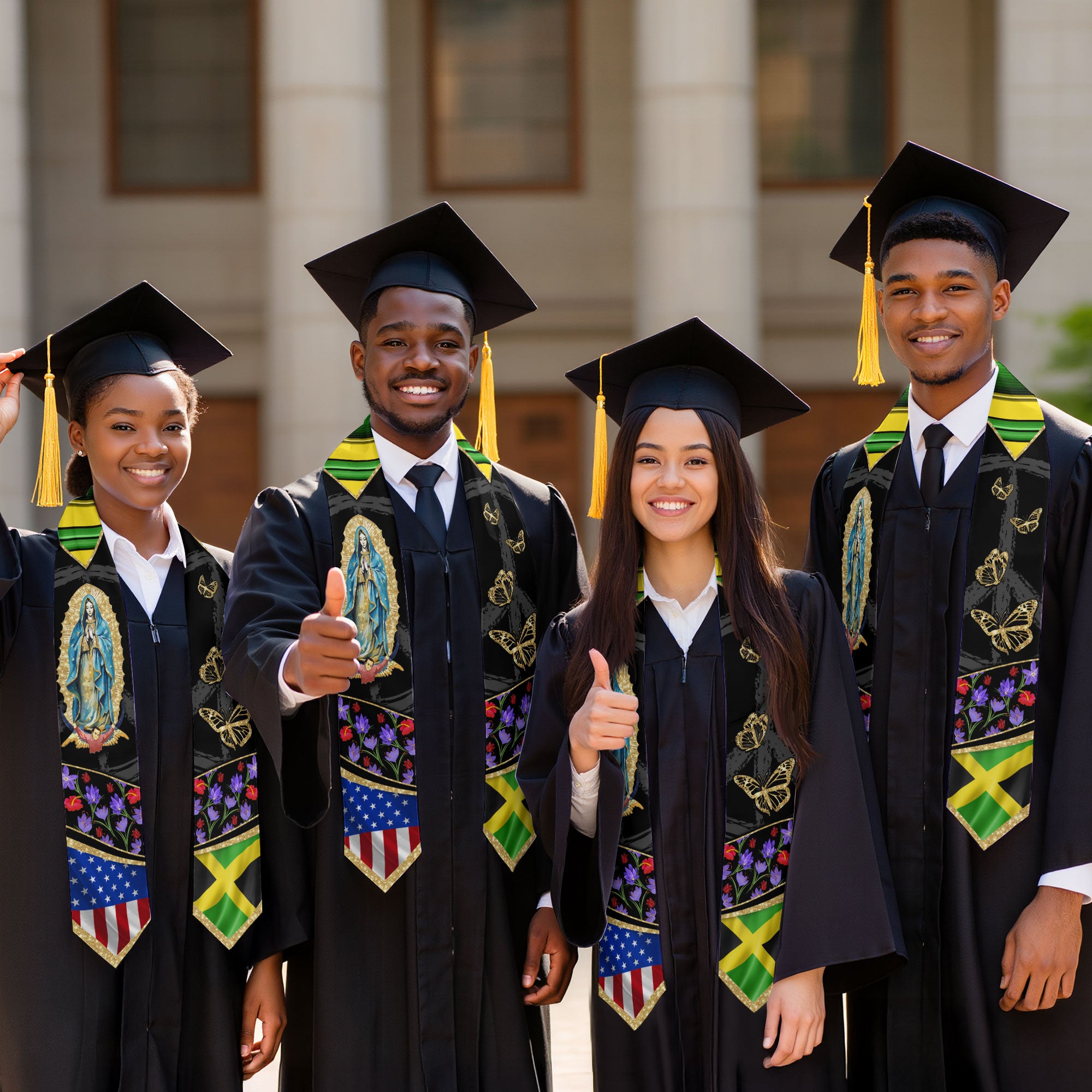 Jamaican Flag Graduation Sash 2026, Jamaica Graduation Stole, Traditional Academic Sash