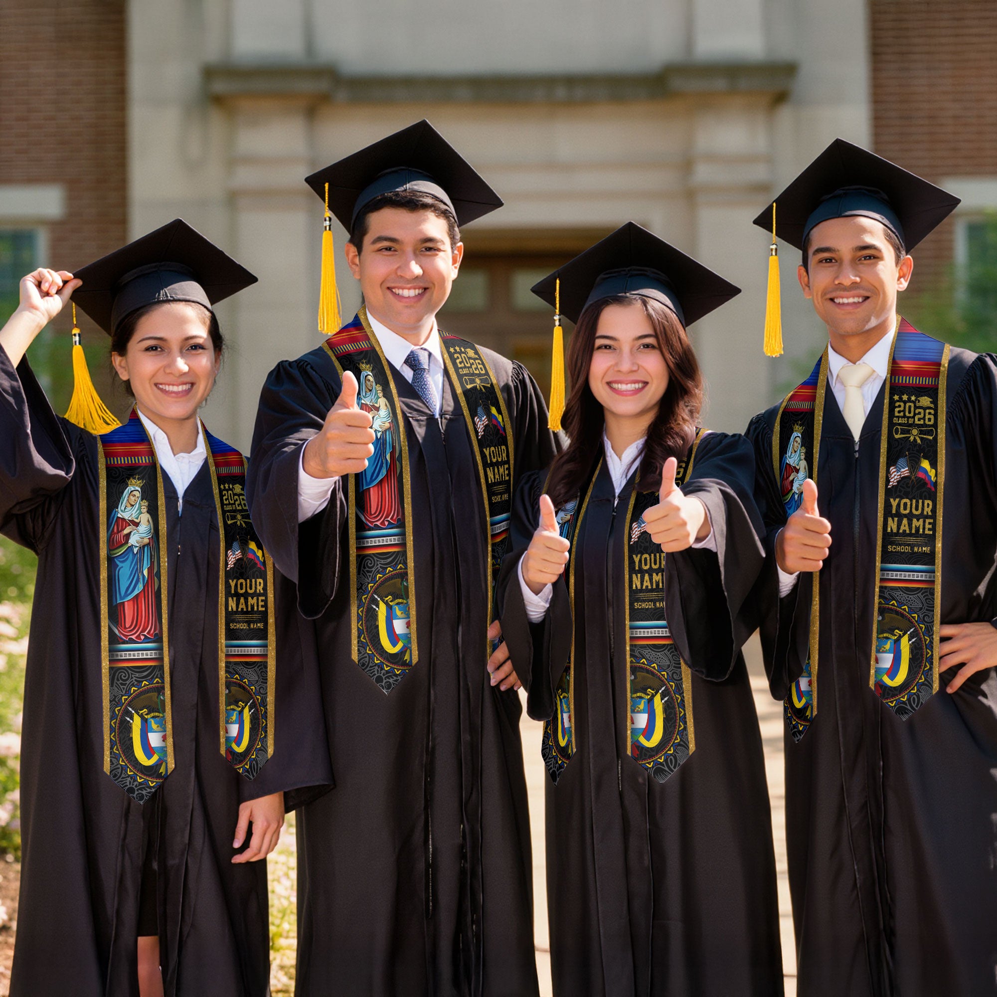Colombia Graduation Stole 2026, Colombian Flag Sash, Tailored Detail for Class of 2026