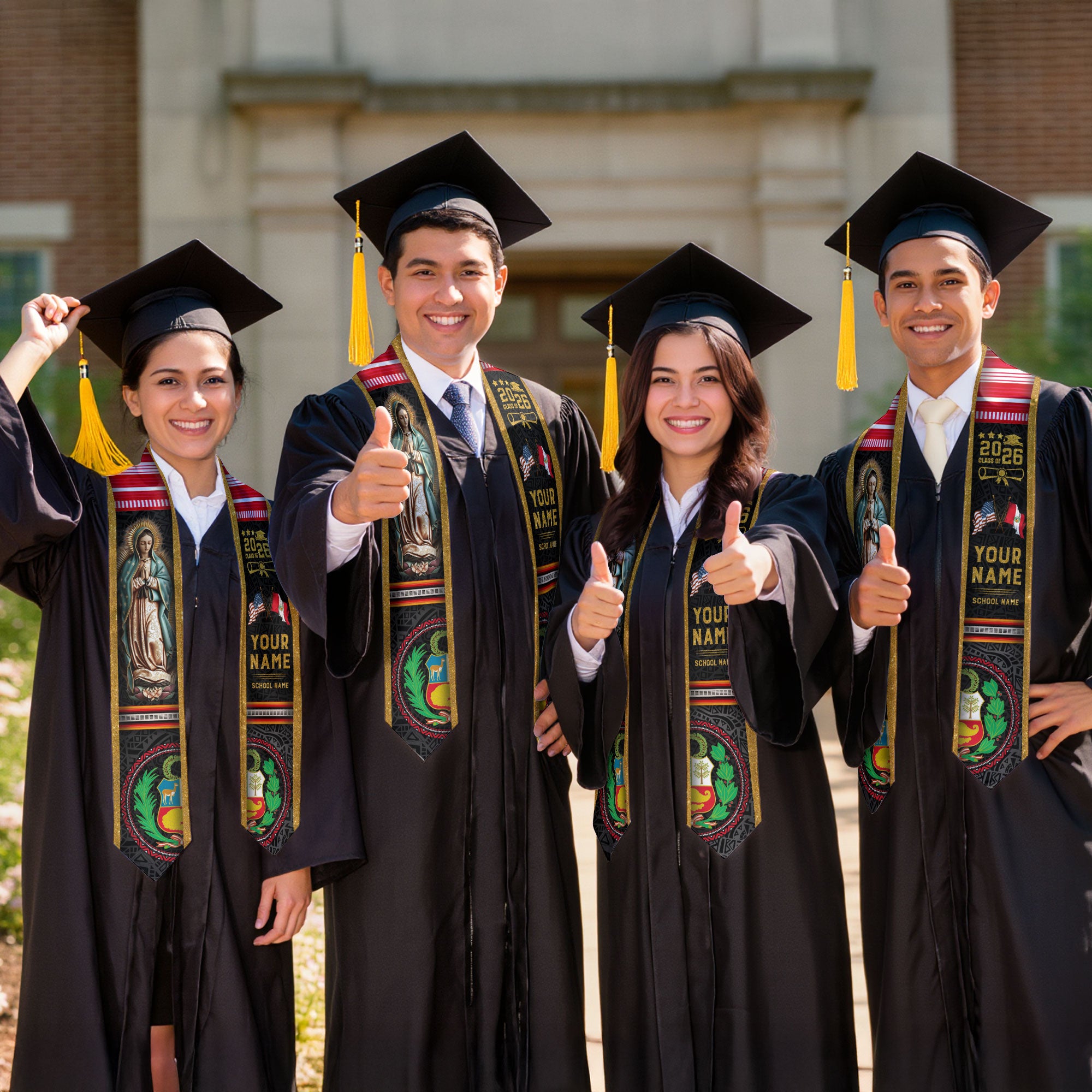 Peru Graduation Stole 2026, Peruvian Flag Sash, Tailored Detail for Class of 2026 Grads