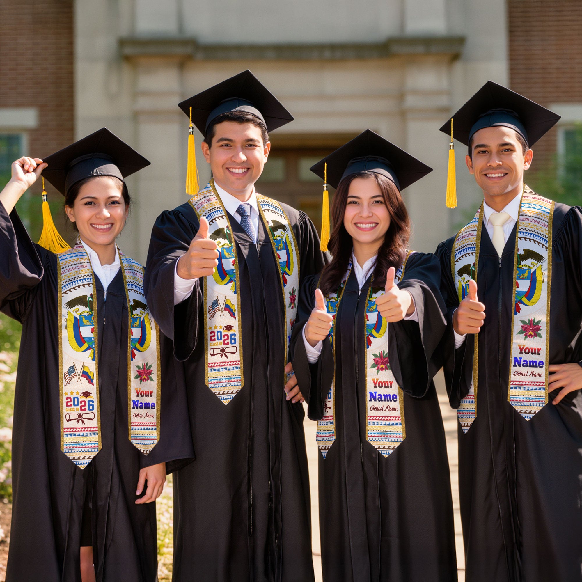 Class of 2026 Colombia Graduation Sash, Colombian Flag Stole, Custom-Ready Grad Style