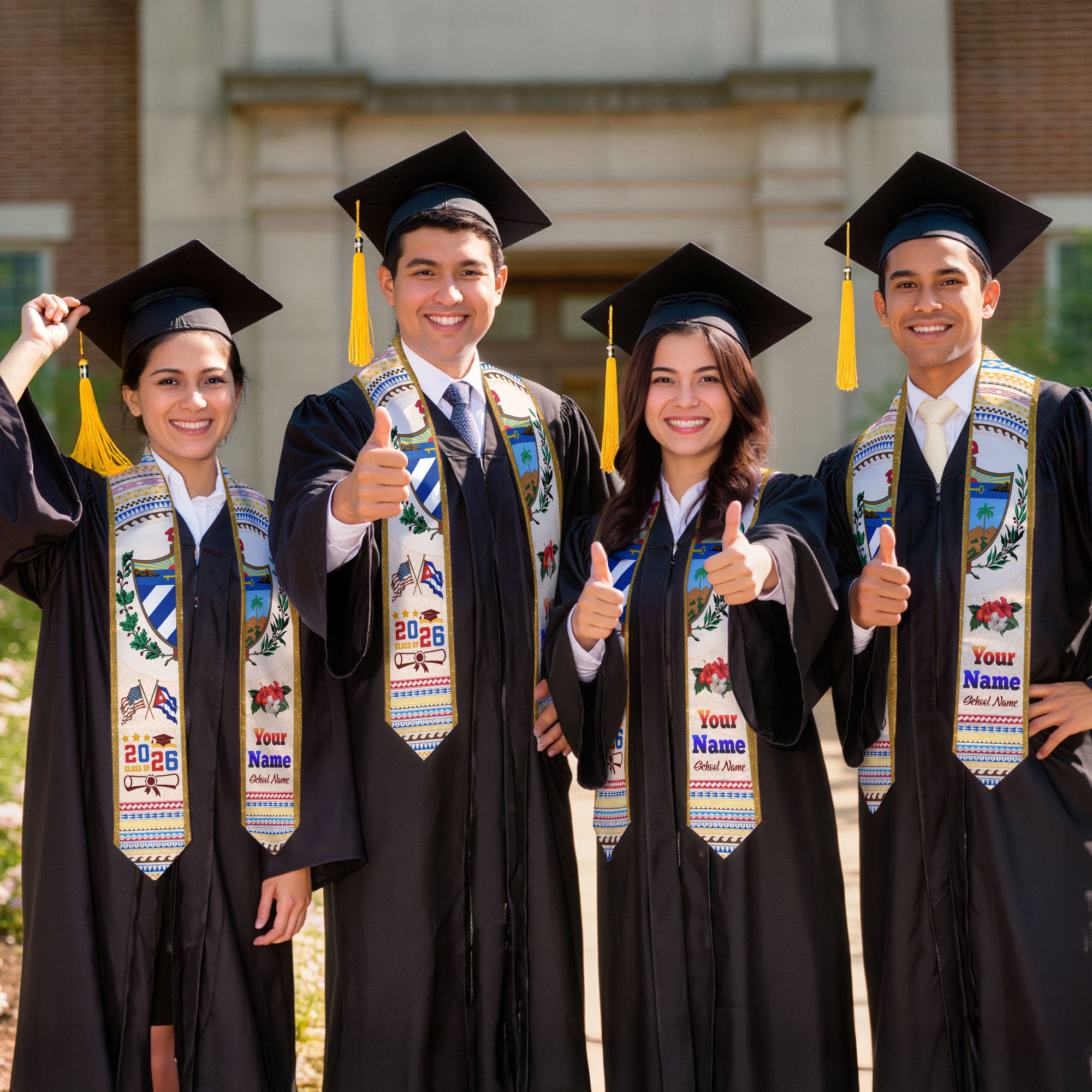 Class of 2026 Cuba Graduation Sash, Cuban Flag Stole, Custom-Ready Graduation Style