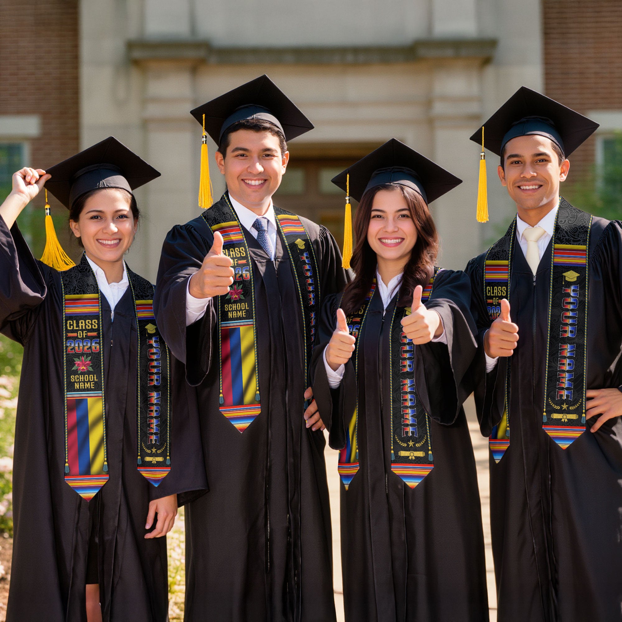 Colombia Flag Graduation Stole 2026, Colombian Grad Sash, Bespoke Touch Accessory