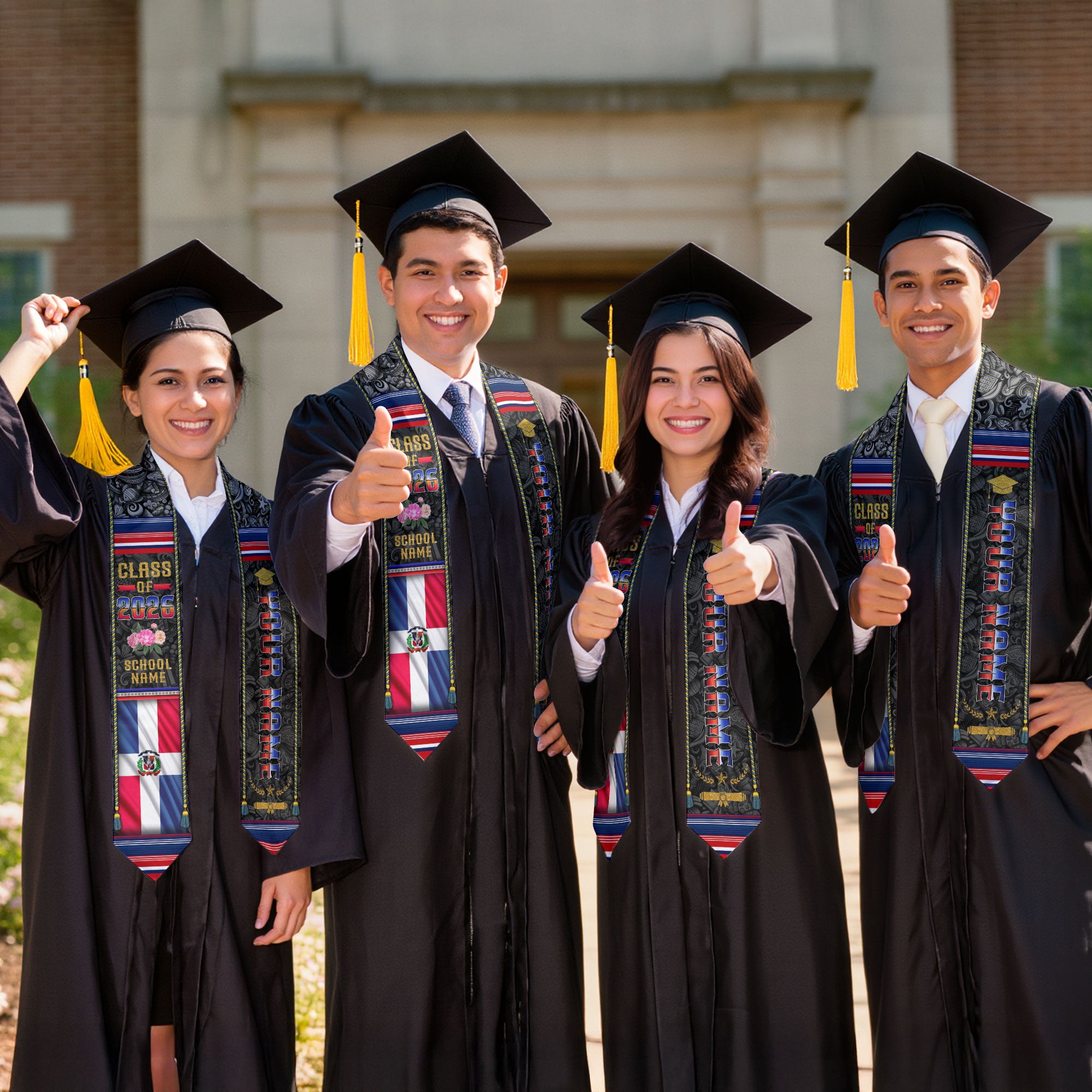 Dominican Flag Graduation Stole 2026, Dominican Stole Sash, Custom Finish for Grads