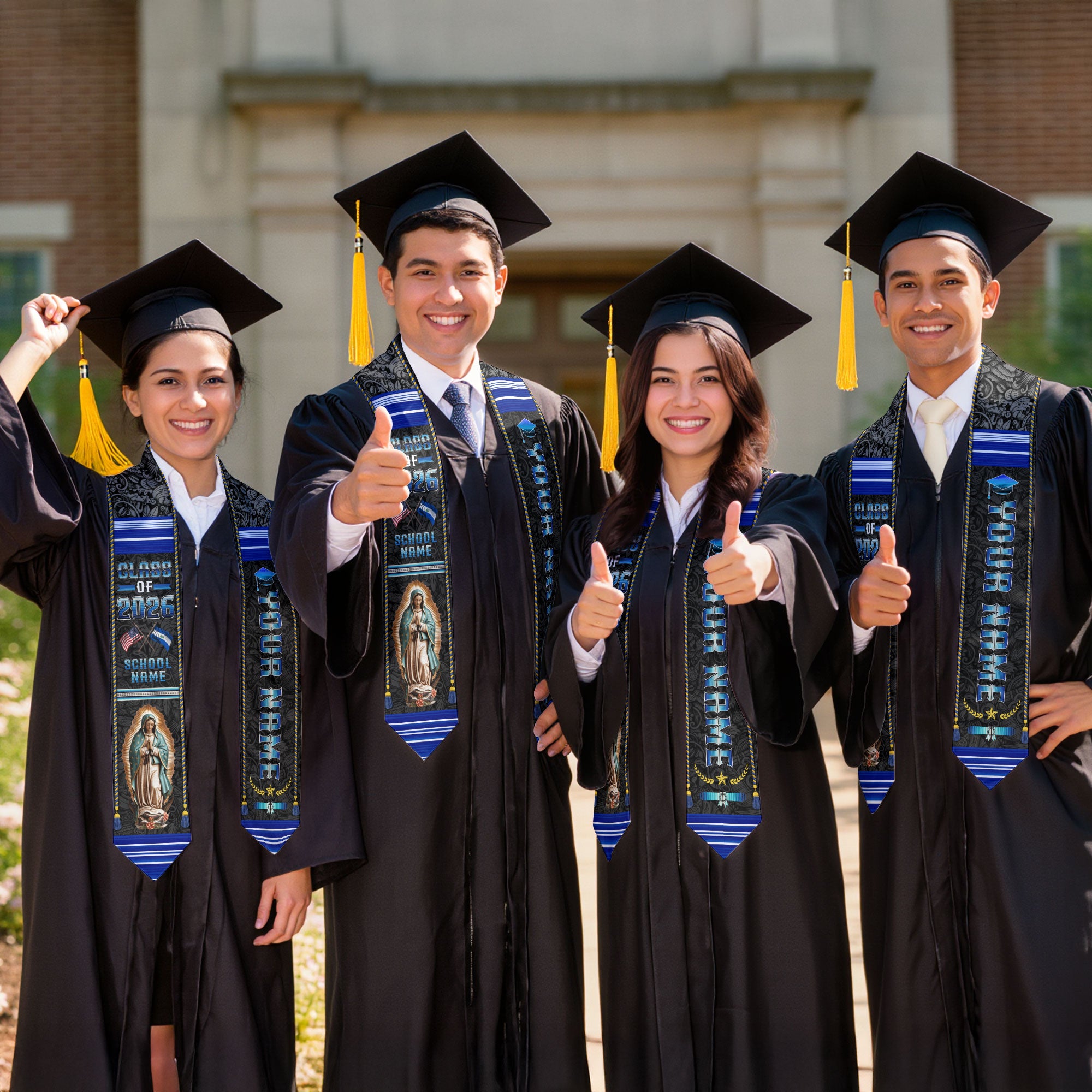 Custom El Salvador Graduation Sash 2026, Salvadoran Flag Stole, Graduation Stole 2026