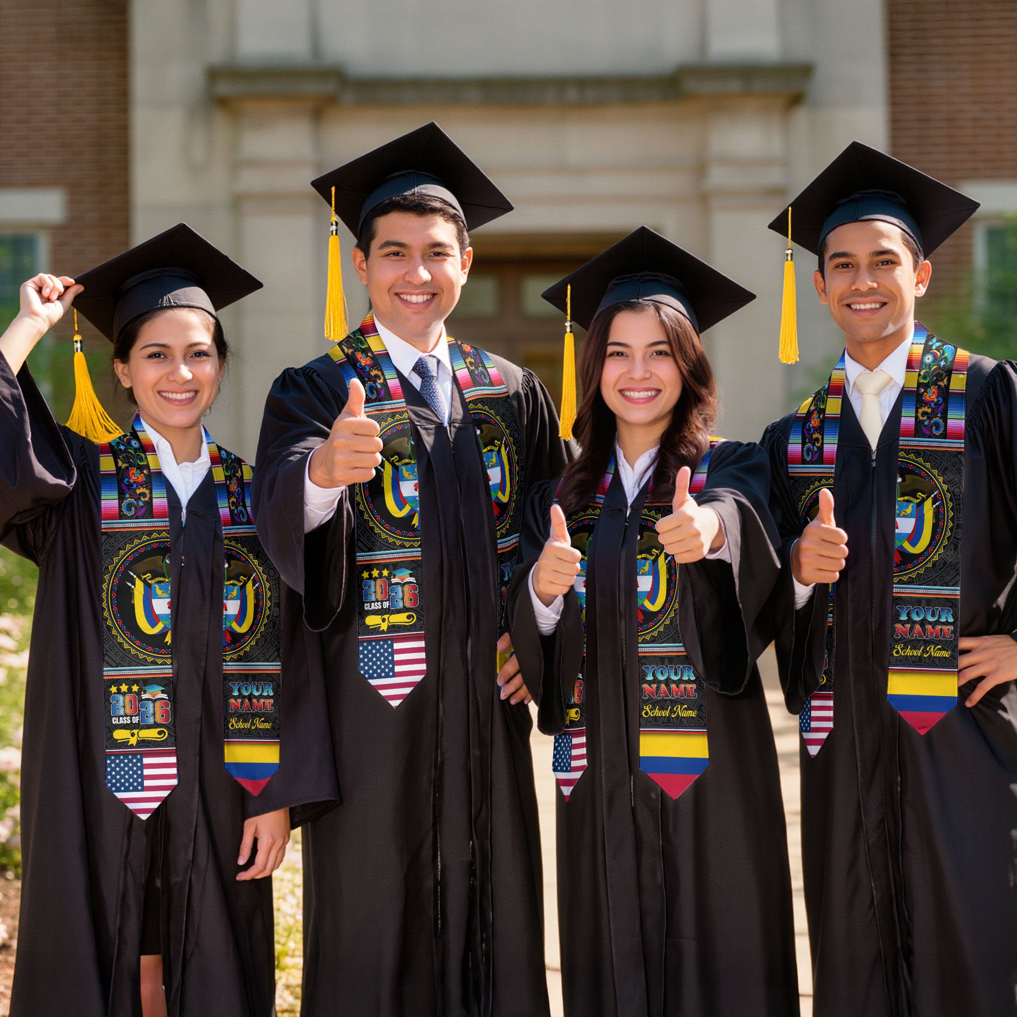Colombian Graduation Stole 2026, Colombia Flag Sash, Personalized Touch for Graduates