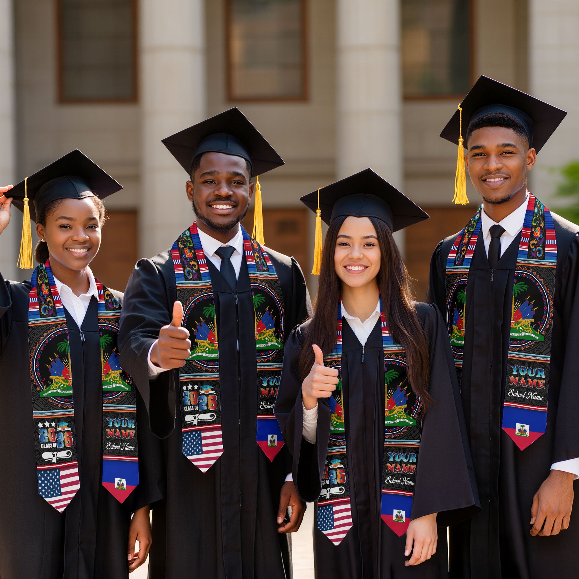 Haitian Graduation Stole 2026, Haiti Flag Sash, Personalized Touch for 2026 Graduates