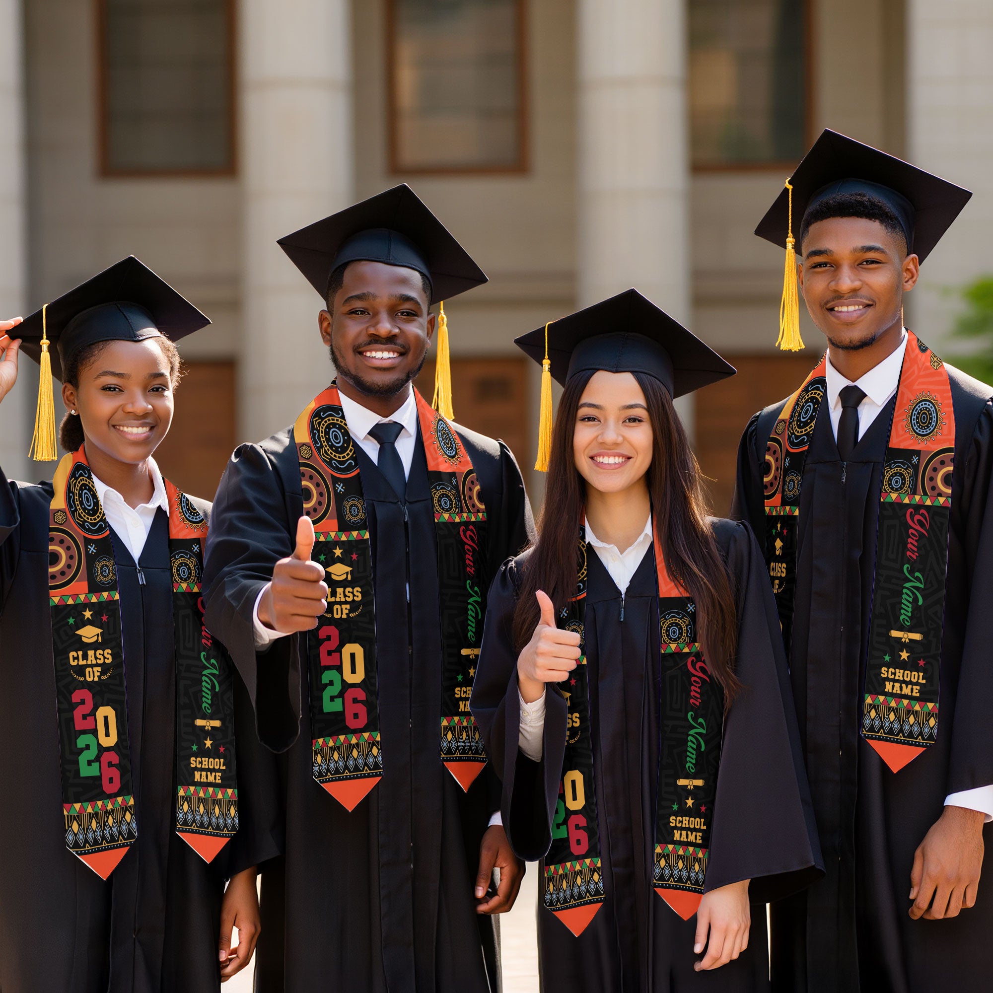 Africa Graduation Stole 2026, African Flag Graduation Sash, Cultural Grad Stole Gift