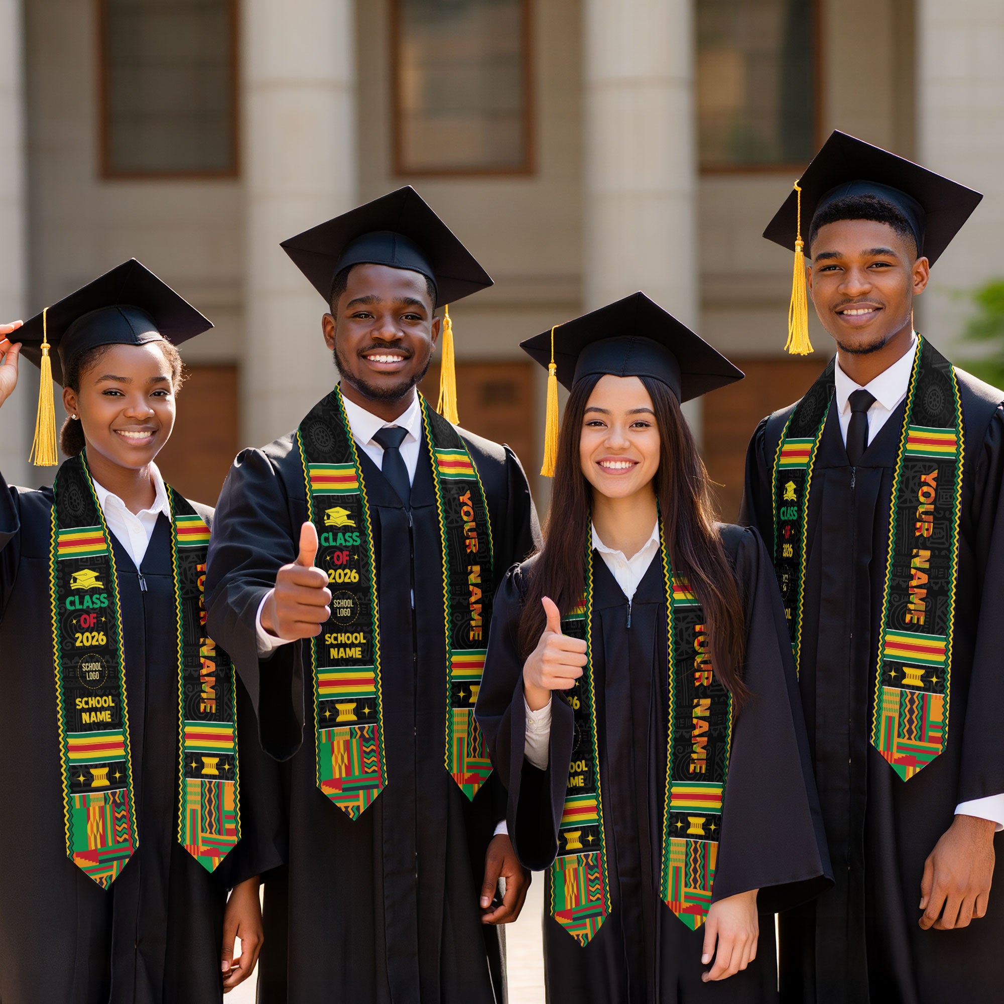 Class of 2026 Africa Graduation Sash, African Stole, African Flag Graduation Stole