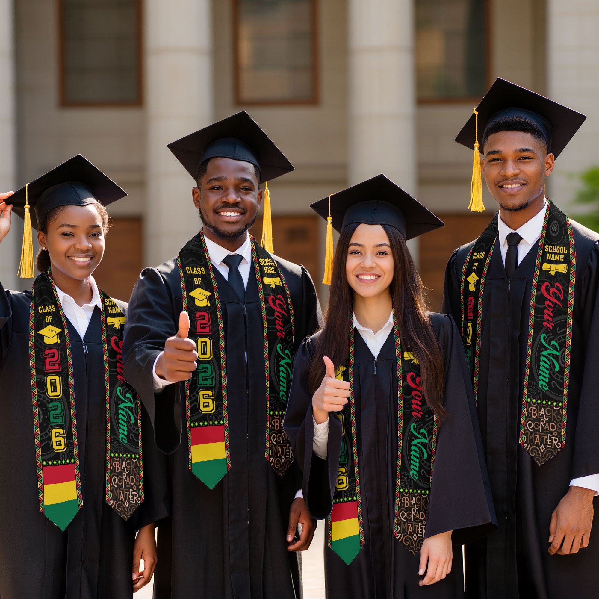 African Flag Graduation Sash 2026, Africa Stole, Custom Detail Option for Graduates