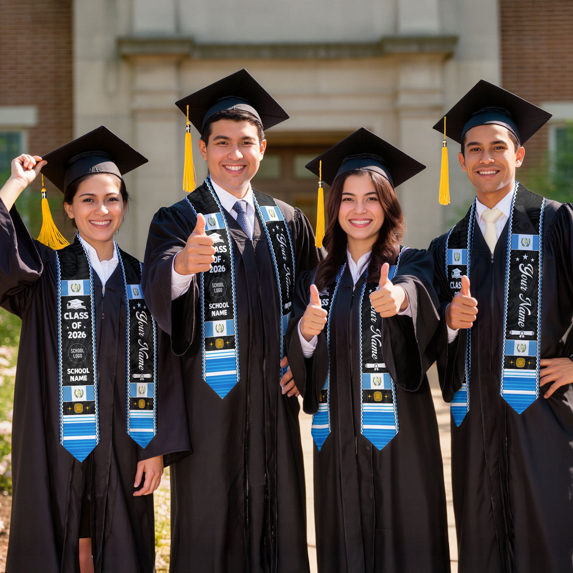 Customized Guatemala Flag Graduation Stole 2026, Guatemalan Graduation Sash, Polished Custom Look
