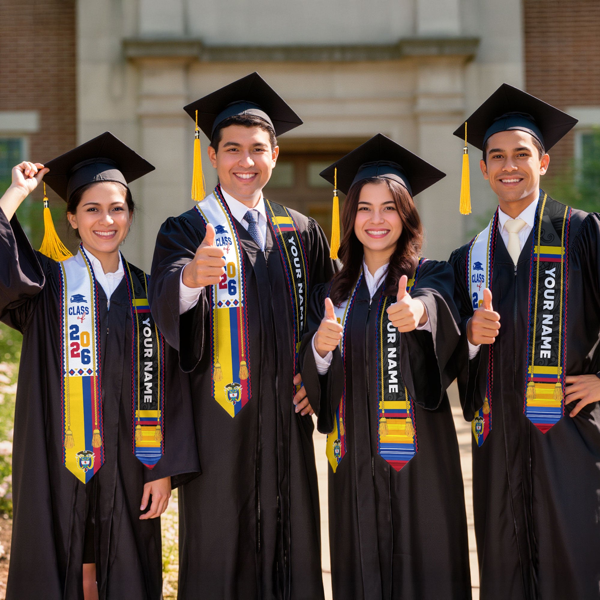 2026 Colombian Graduation Stole, Colombia Flag Stole, Custom Sash for Graduation