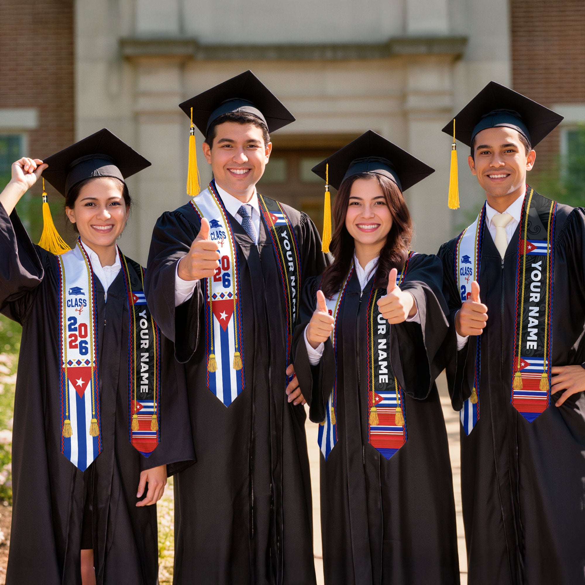 2026 Cuba Stole, Cuban Flag Graduation Sash, Graduation Stole for Cuban Pride