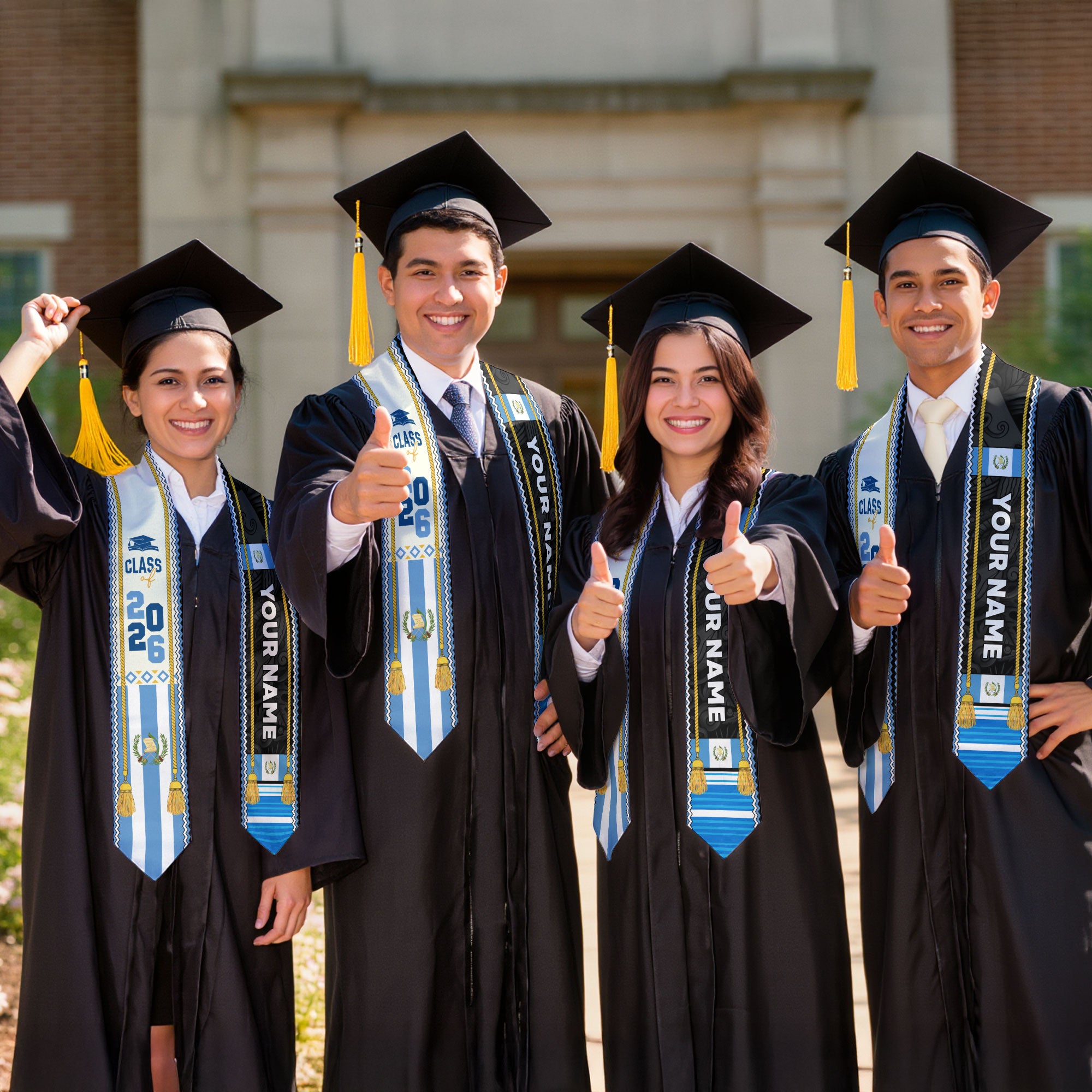 Customized Guatemalan Graduation Stole 2026, Guatemala Flag Sash, Formal Personalized Graduation Style
