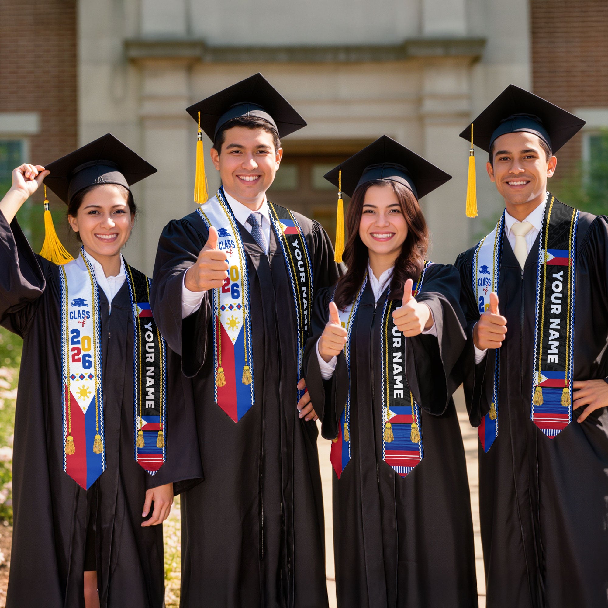 2026 Philippines Flag Graduation Sash, Custom Stole for Graduation, Unique Filipino Gift