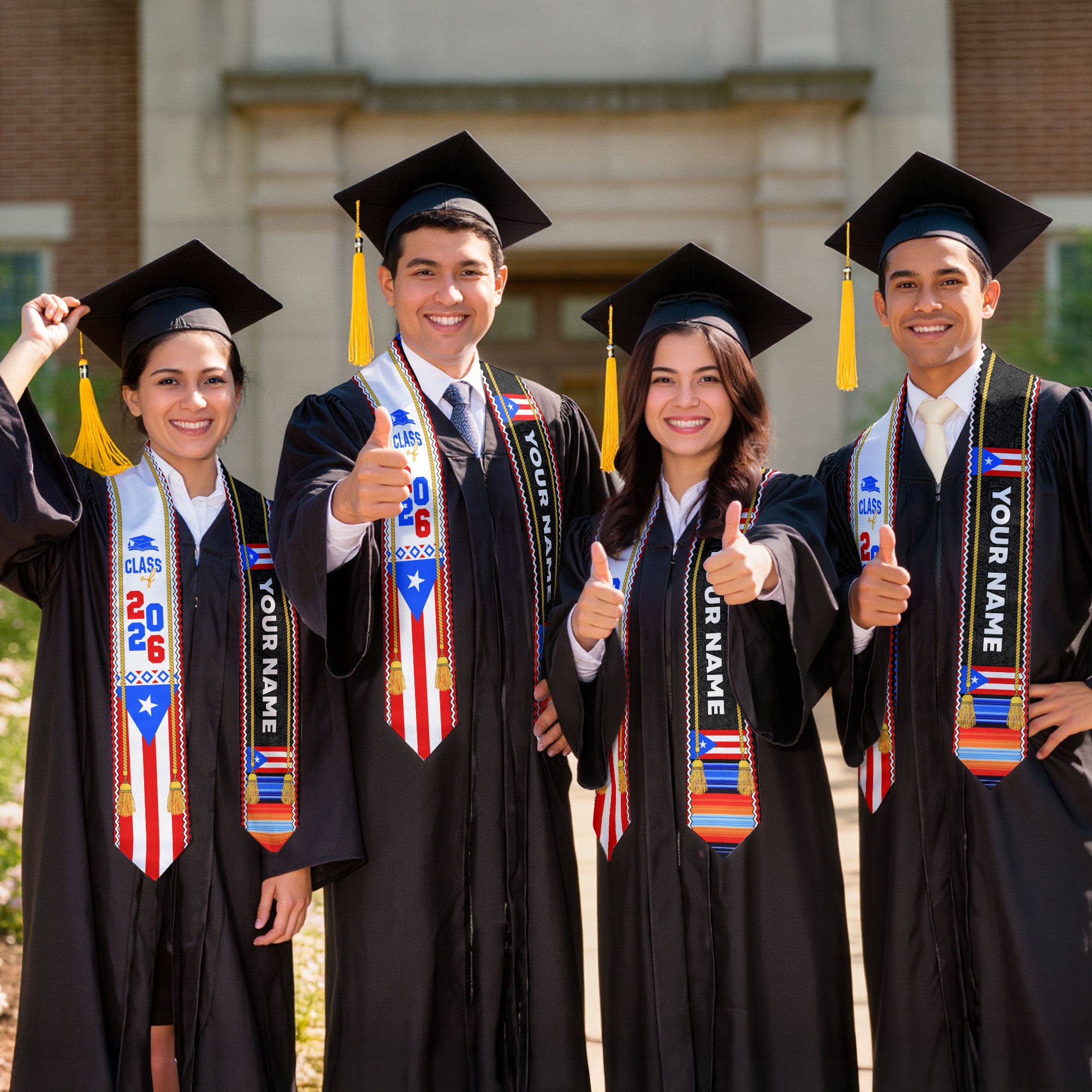 Graduation Stole 2026, Puerto Rican Flag Stole, Custom Puerto Rico Graduation Sash