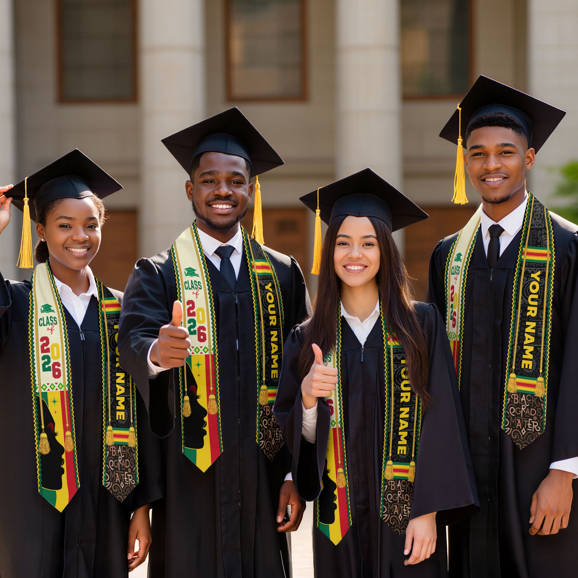 African Graduation Sash 2026, Africa Flag Stole, Graduation Sash with Custom Finish
