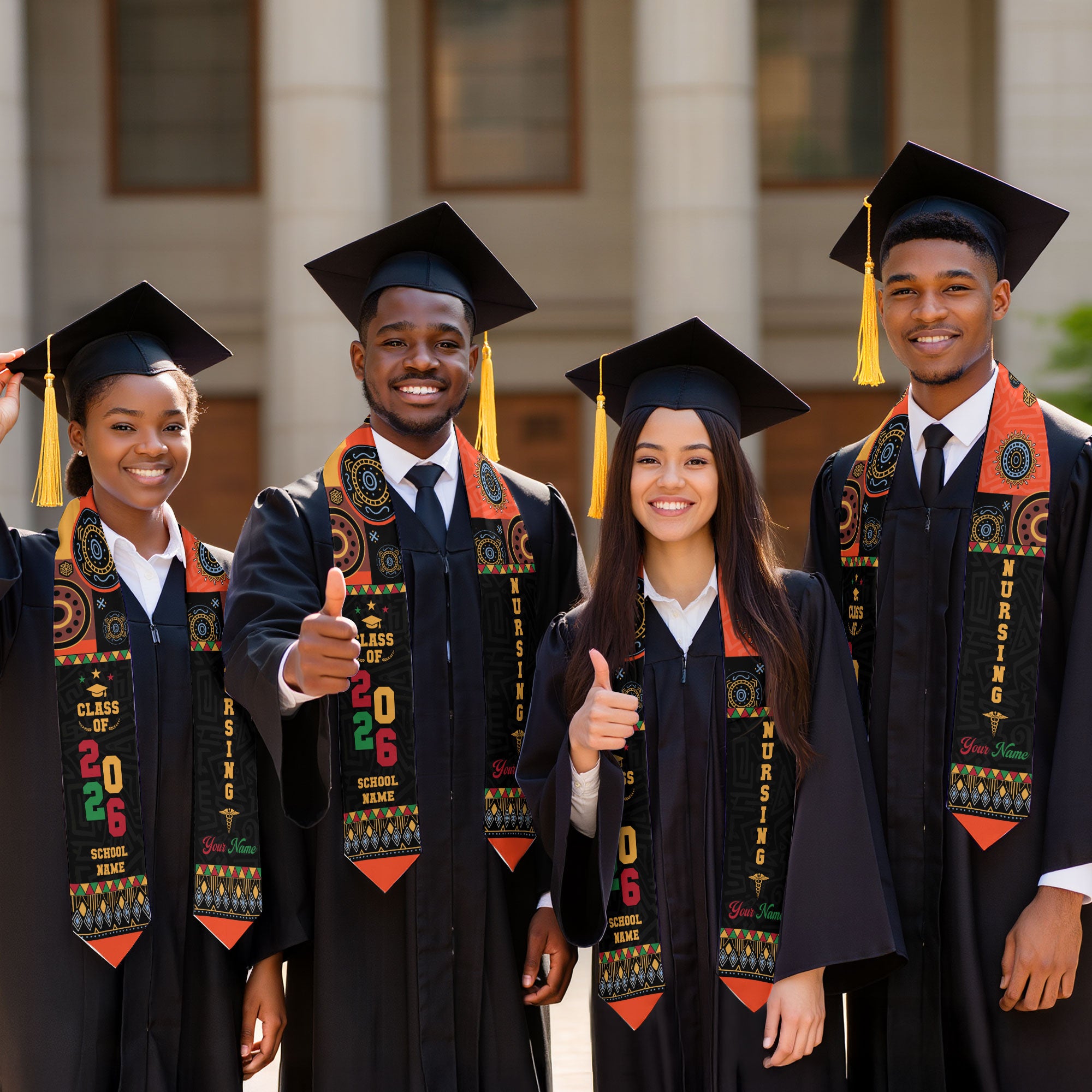 Customized African American Nursing Graduation Stole, RN BSN Nurse Ceremony Sash 2026