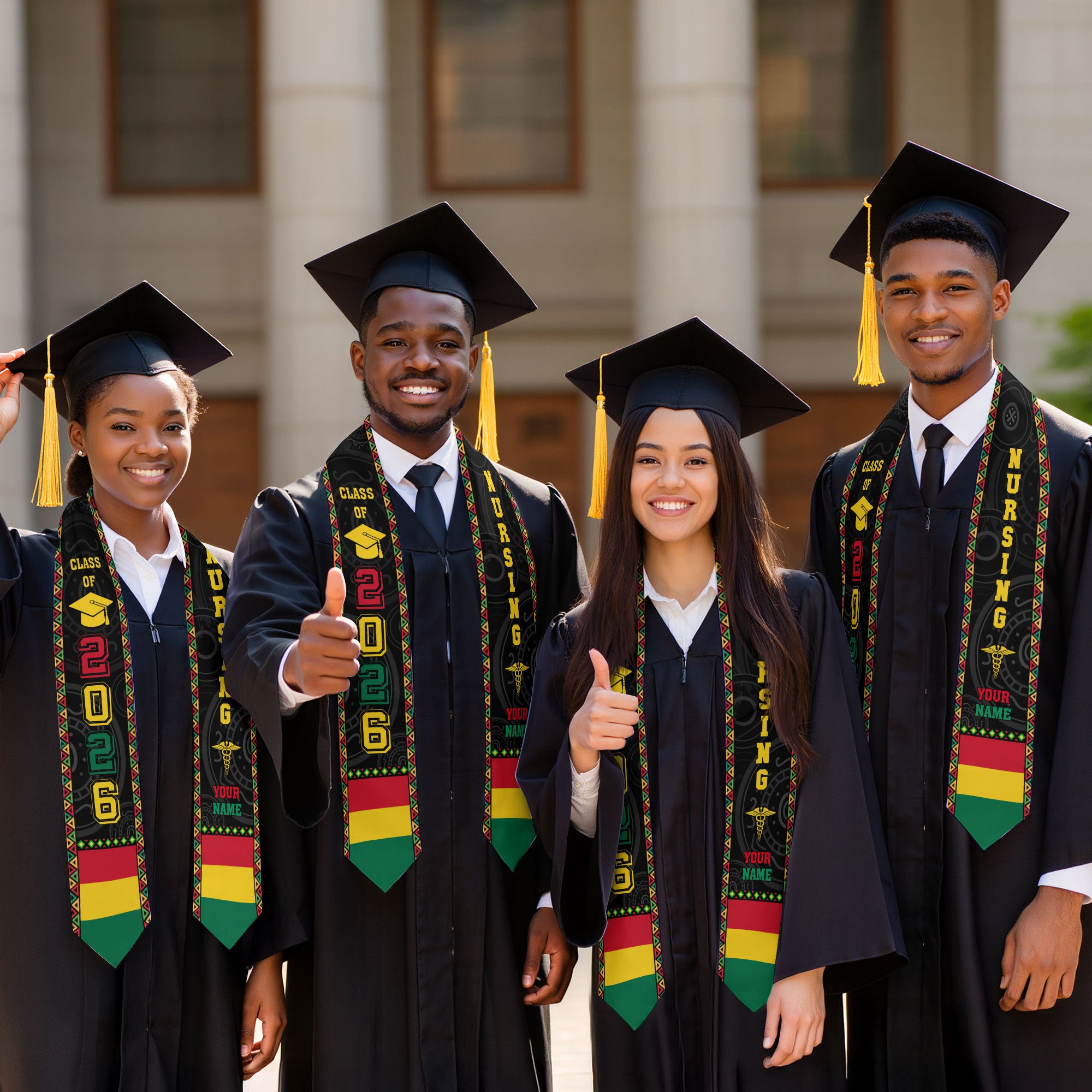 Customized African Nursing Graduation Stole for RN and BSN Nurses, Class of 2026 Sash