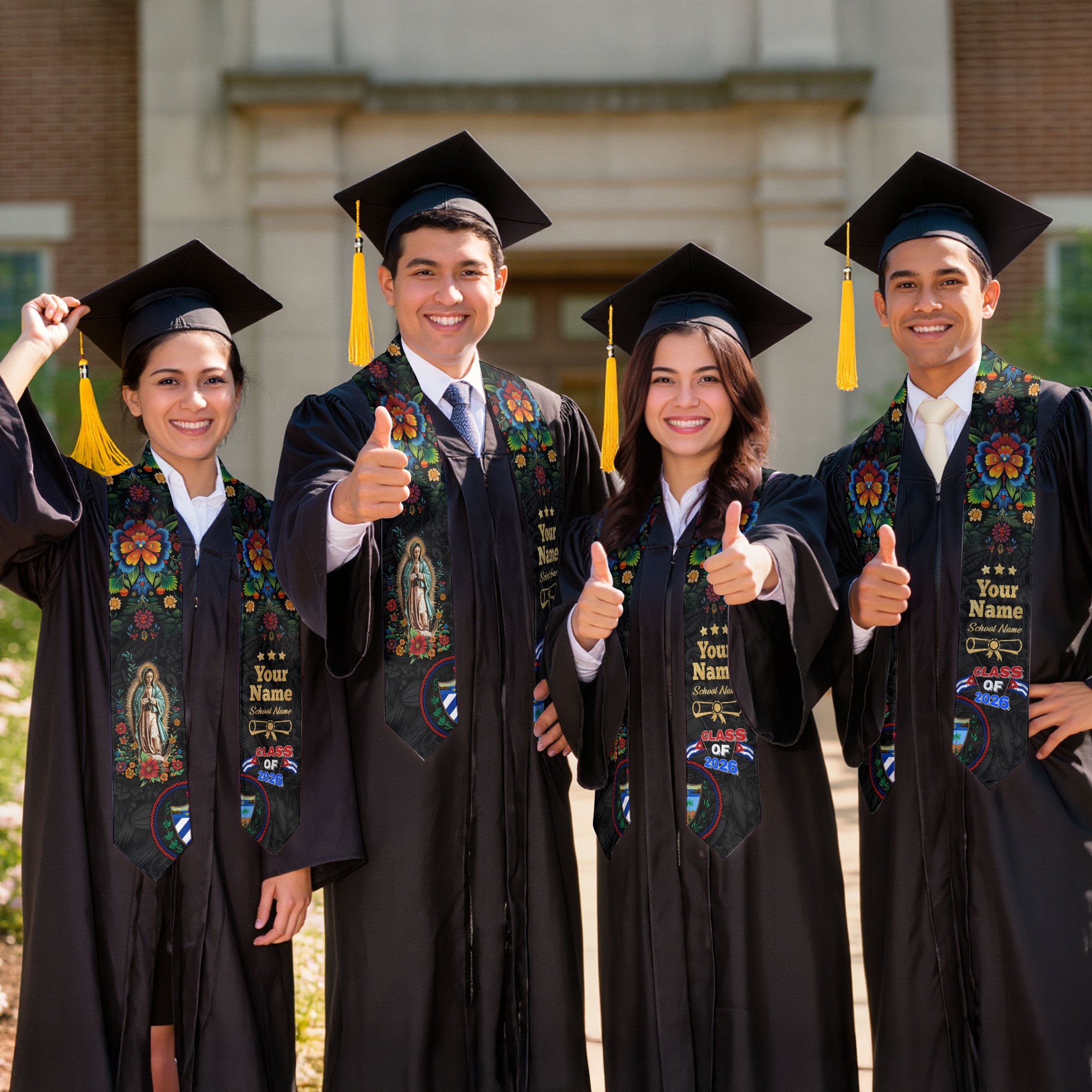 Cuba Graduation Stole 2026, Cuban Flag Graduation Sash, Personalized Cuba Stole