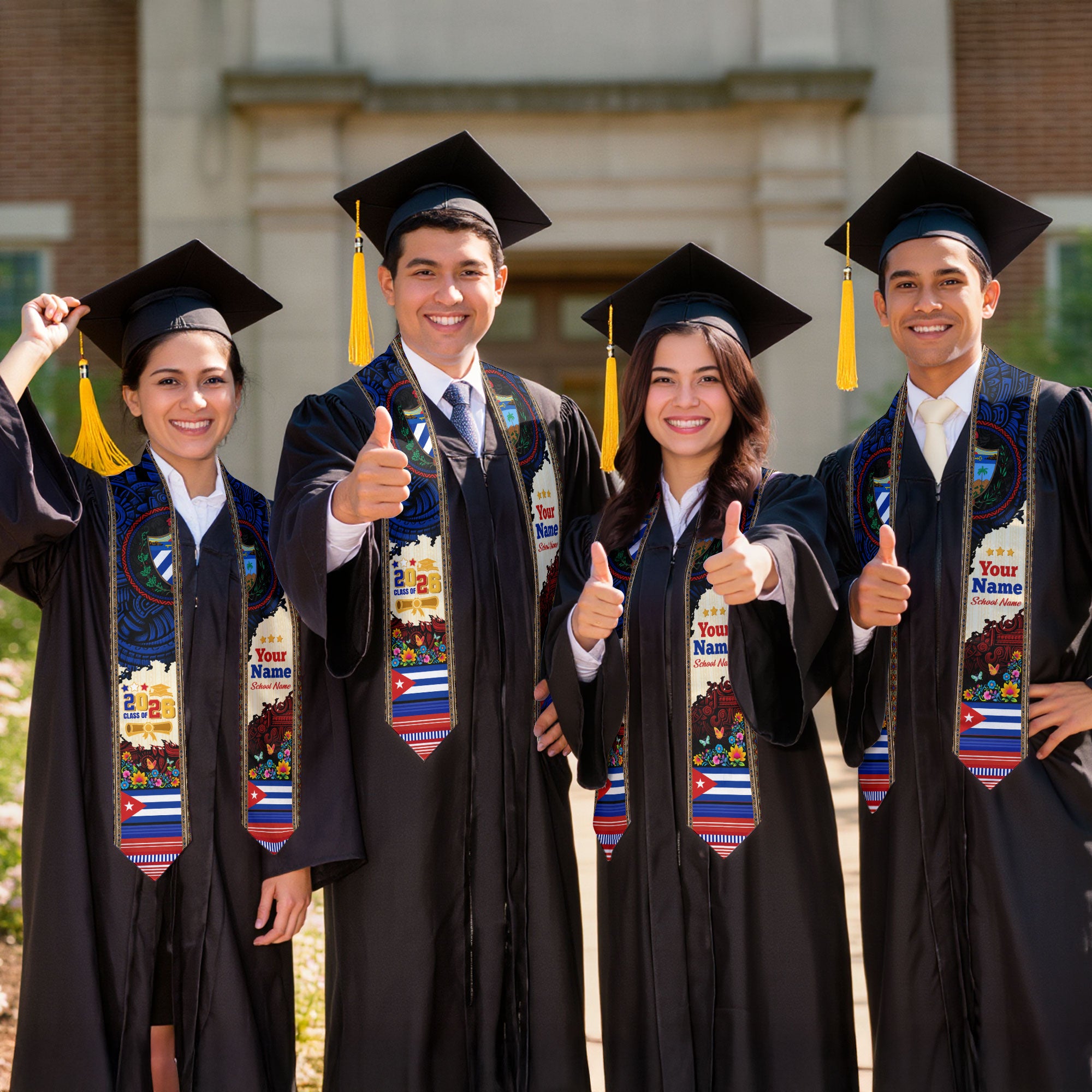 2026 Cuba Graduation Sash, Cuban Flag Stole, Unique Cuba Graduation Stole