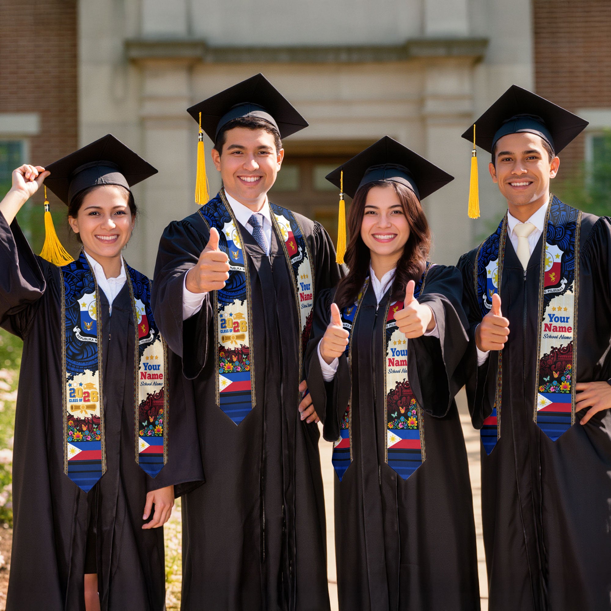 Philippines Graduation Sash 2026, Custom Stole, Philippine Flag Stole, Graduate Gift