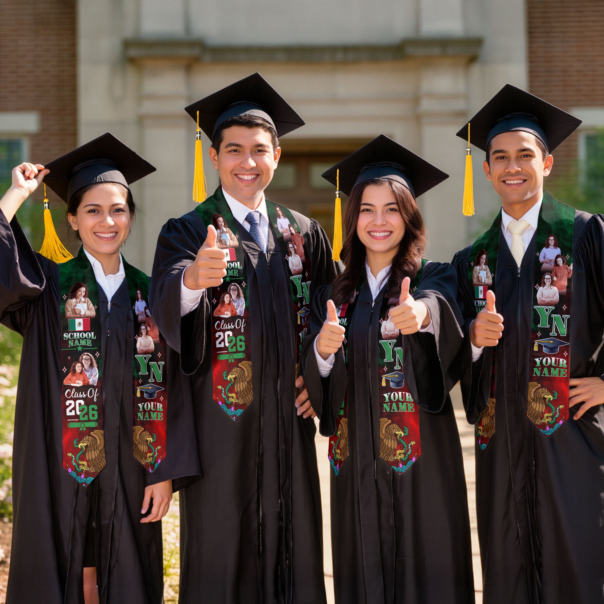 Mexico Graduation Stole 2026, Mexican Flag Sash, Personalized Detail for Graduation