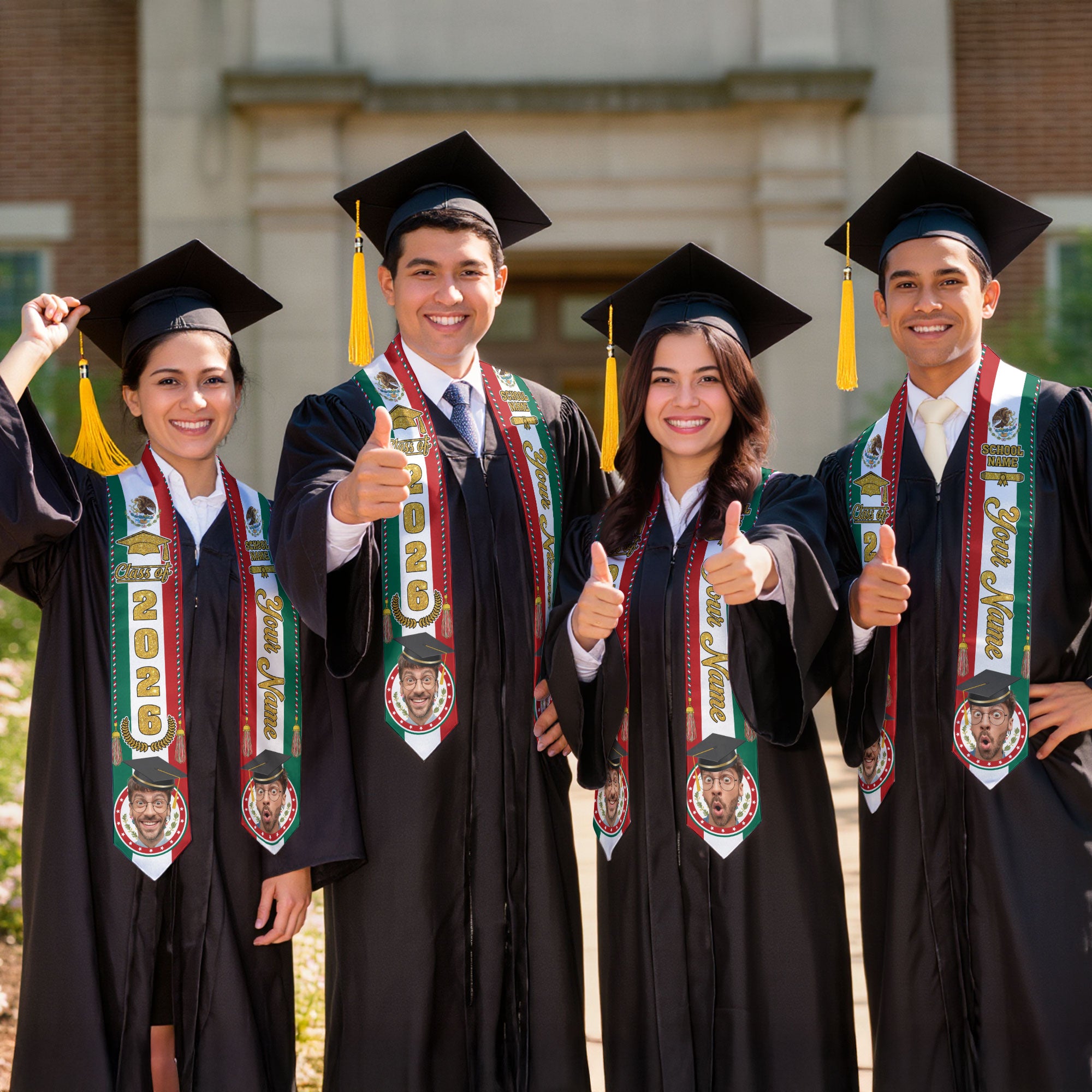 Mexican Graduation Sash 2026, Mexico Flag Stole, Signature Personalized Touch