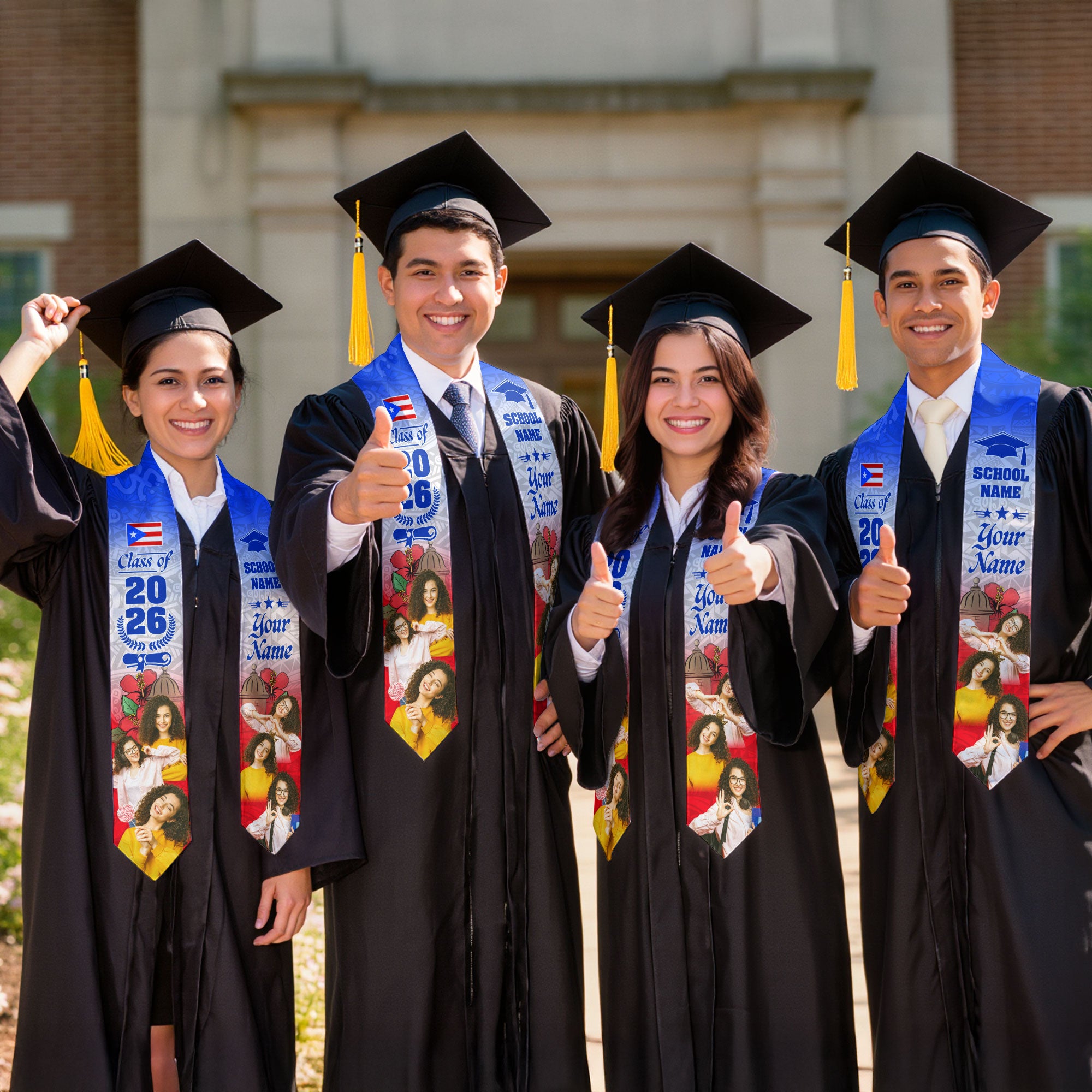 2026 Puerto Rico Graduation Stole, Puerto Rican Flag Sash, Made With Your Details