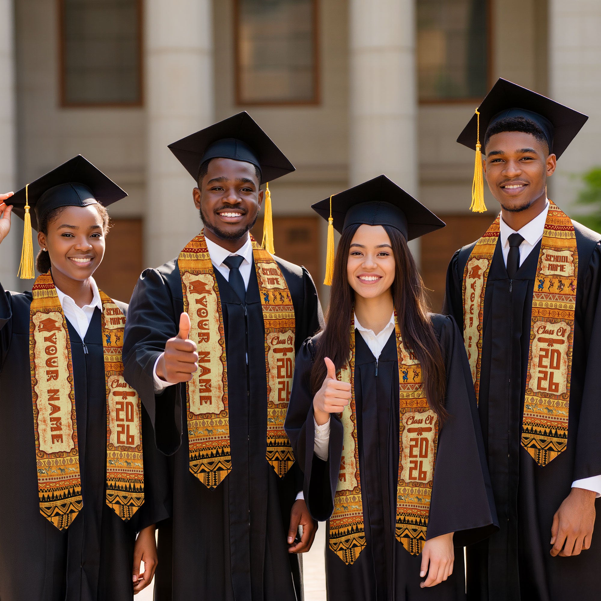 Customized African Graduation Stole, Cultural Graduation Sash for African American Class of 2026