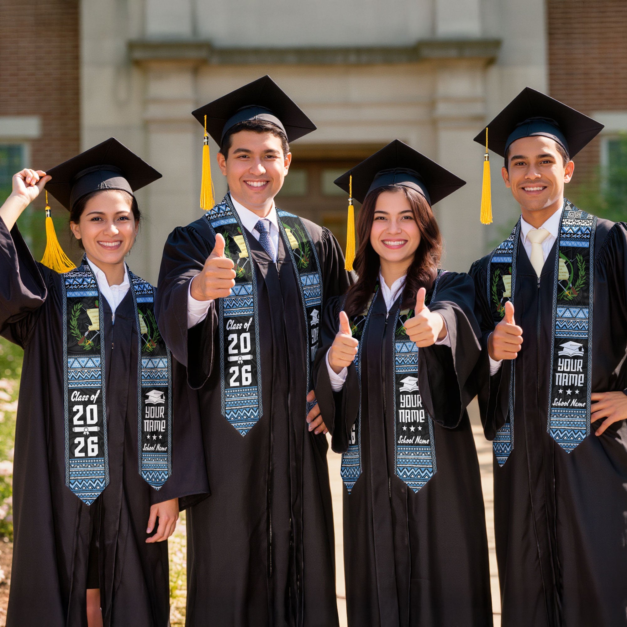2026 Guatemala Flag Graduation Sash, Guatemala Stole for Graduation, Detail Option Available
