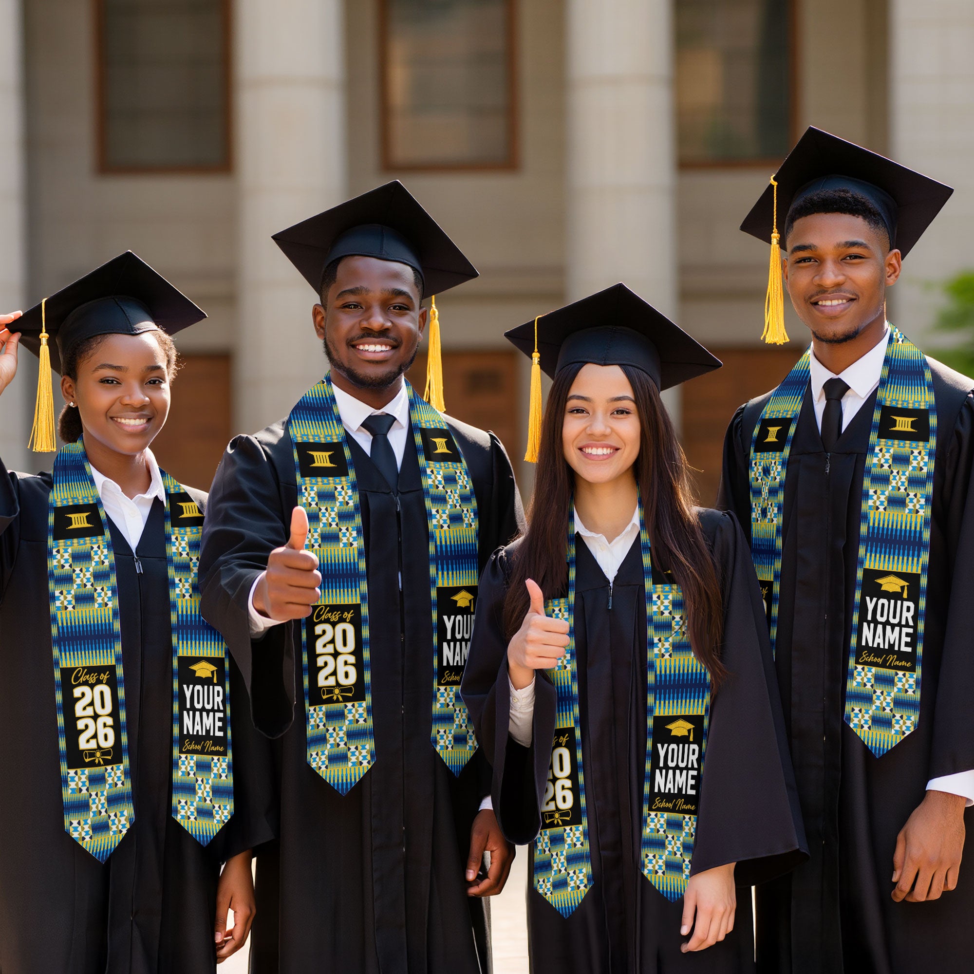 African Flag Graduation Stole 2026, Africa Stole Sash, Custom Accent for Graduates