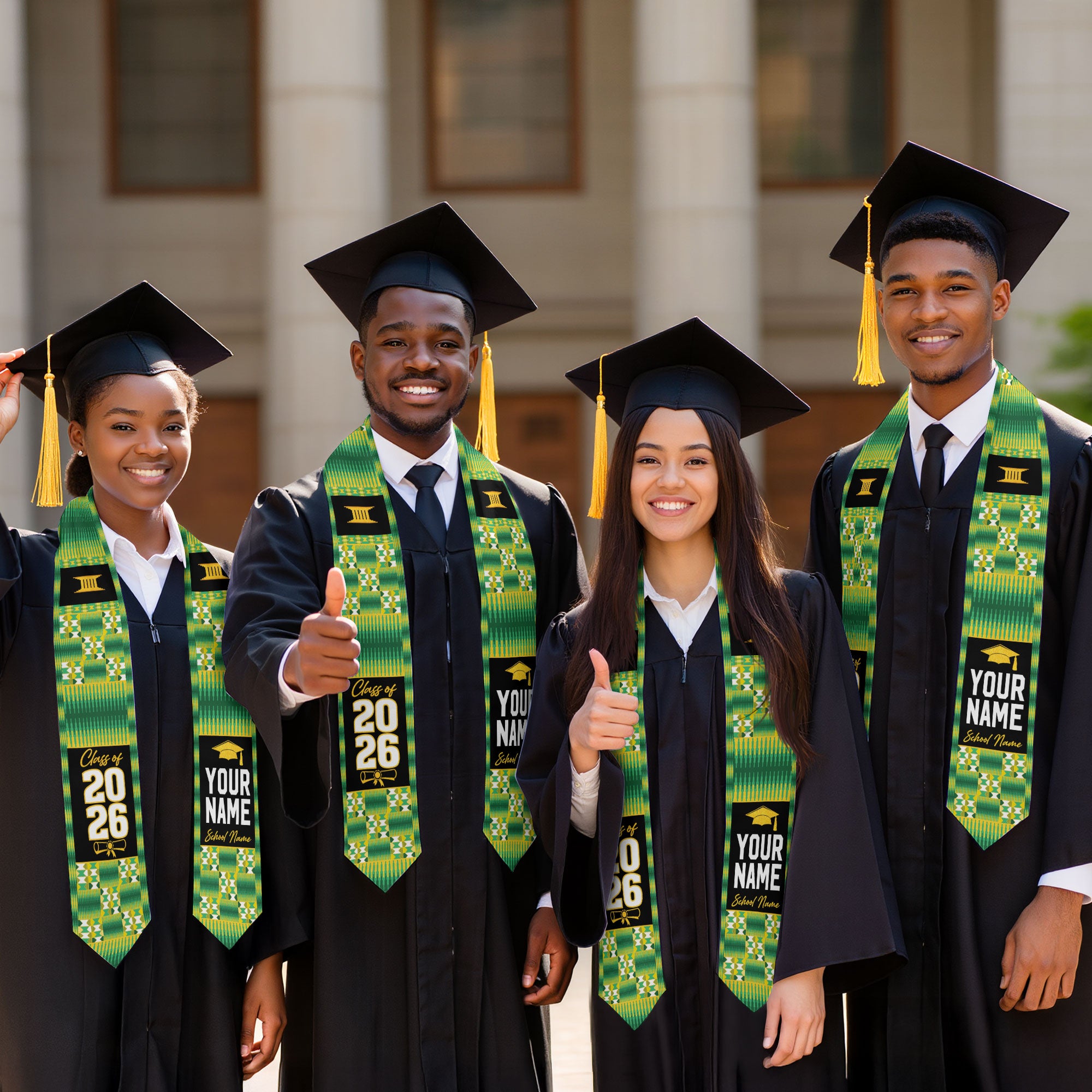 Africa Graduation Sash 2026, African Flag Graduation Stole, Personalized Finish for Grads