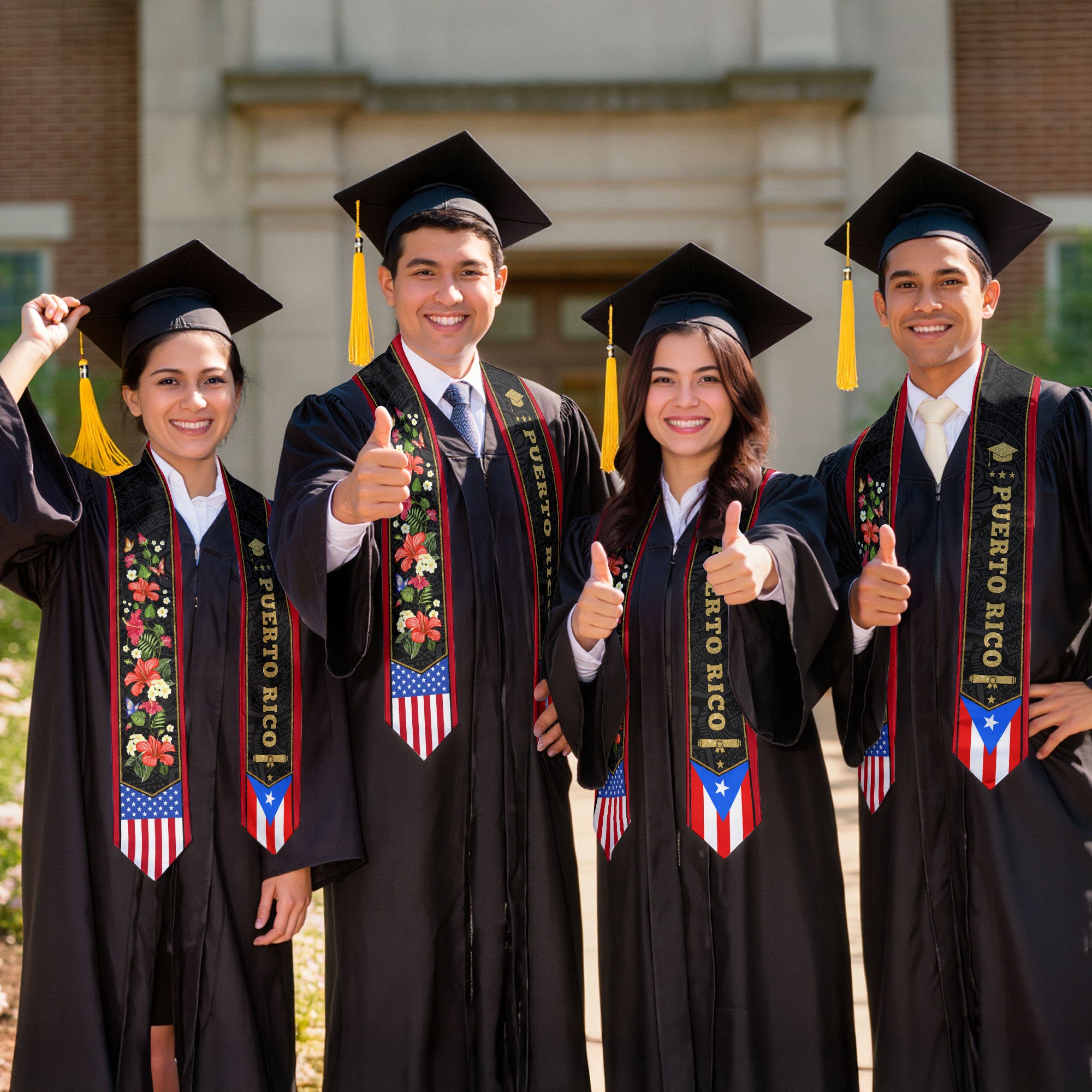 Puerto Rican Flag Graduation Stole 2026, Puerto Rico Graduation Sash, PR Stole