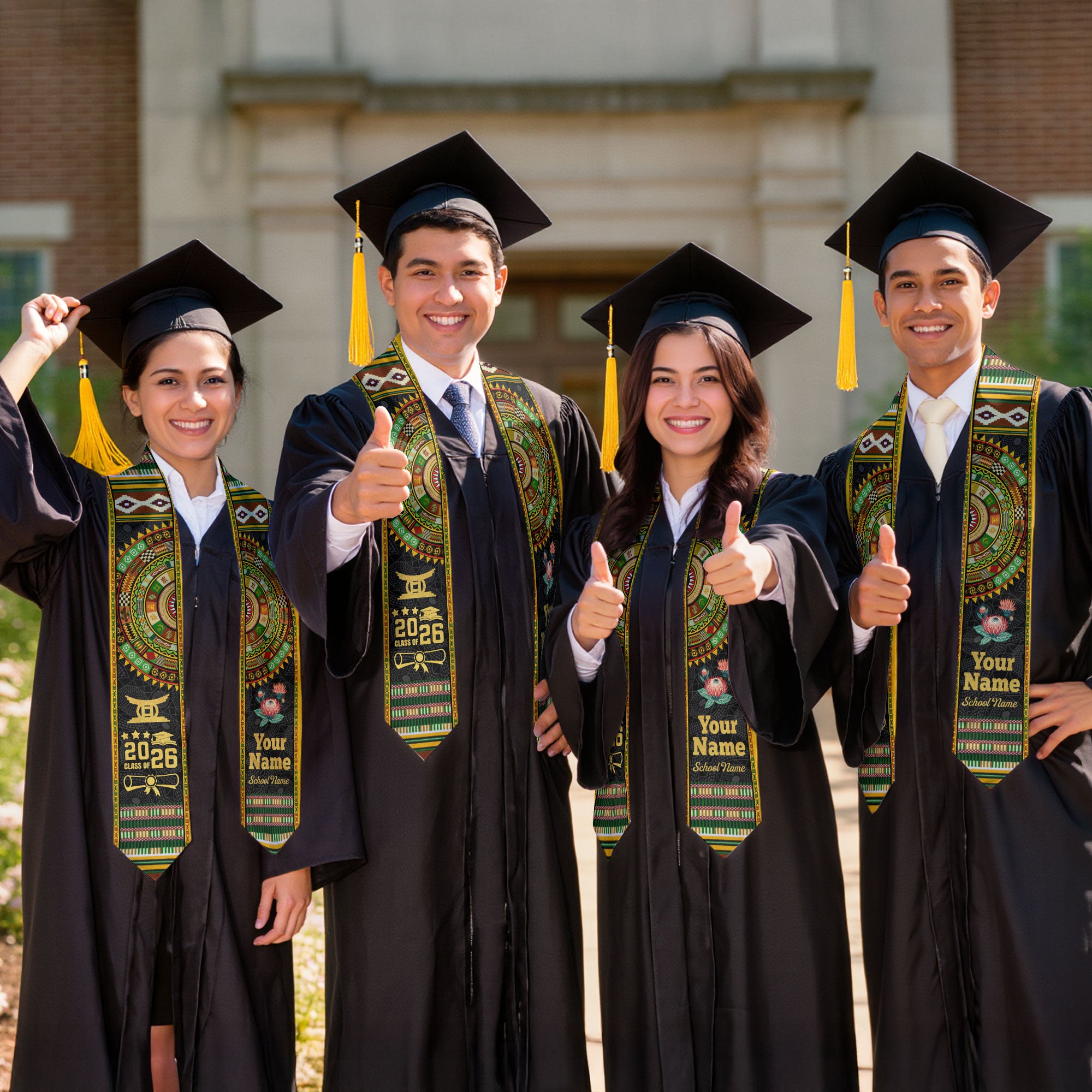 African American Flag Graduation Sash 2026, African Stole, African Graduation Stole