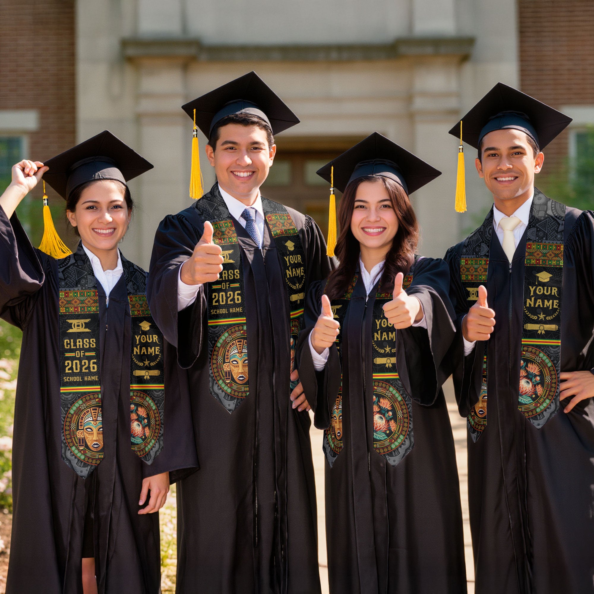 African Graduation Stole 2026, African American Flag Sash, African Graduation Sash