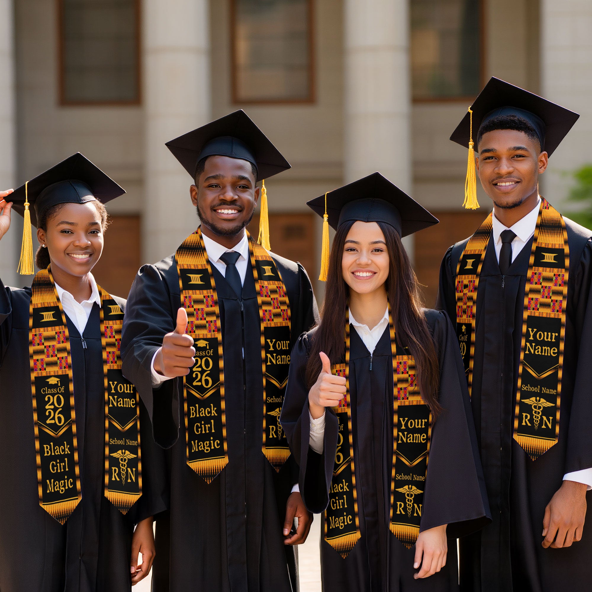 Customized African BSN Nursing Graduation Stole, RN Nurse Ceremony Sash 2026