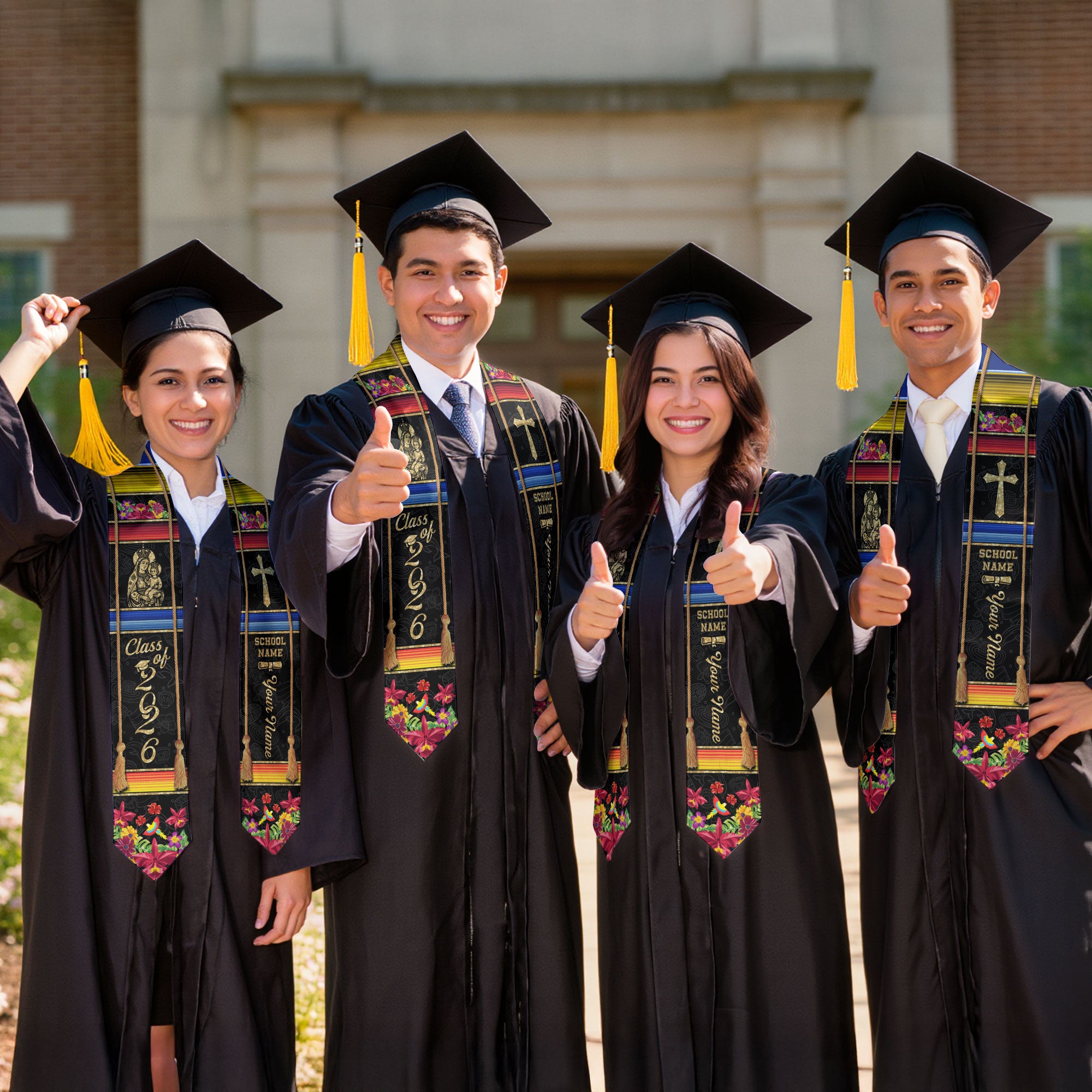 Colombian Flag Graduation Stole 2026, Colombia Sash for Grads, Personalized Trim Option