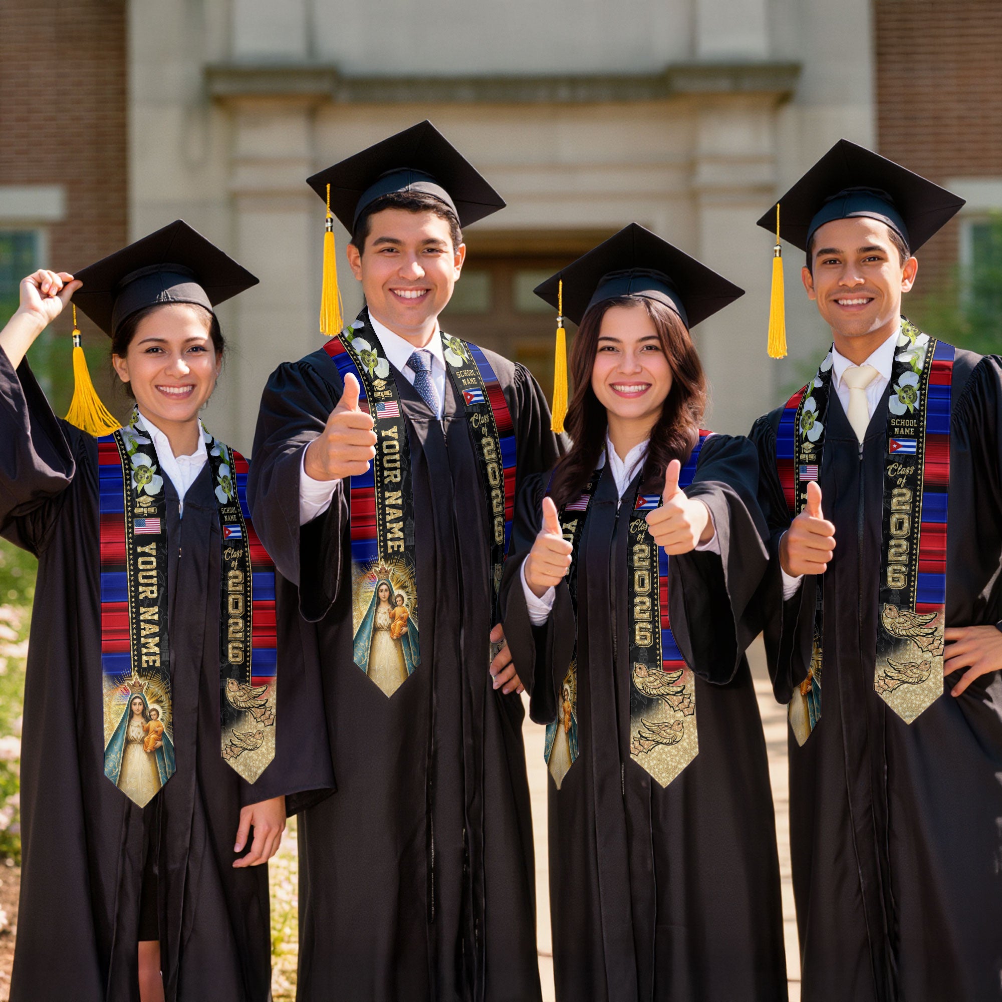 Class of 2026 Cuba Graduation Sash, Cuban Flag Stole, Custom-Ready Graduation Style