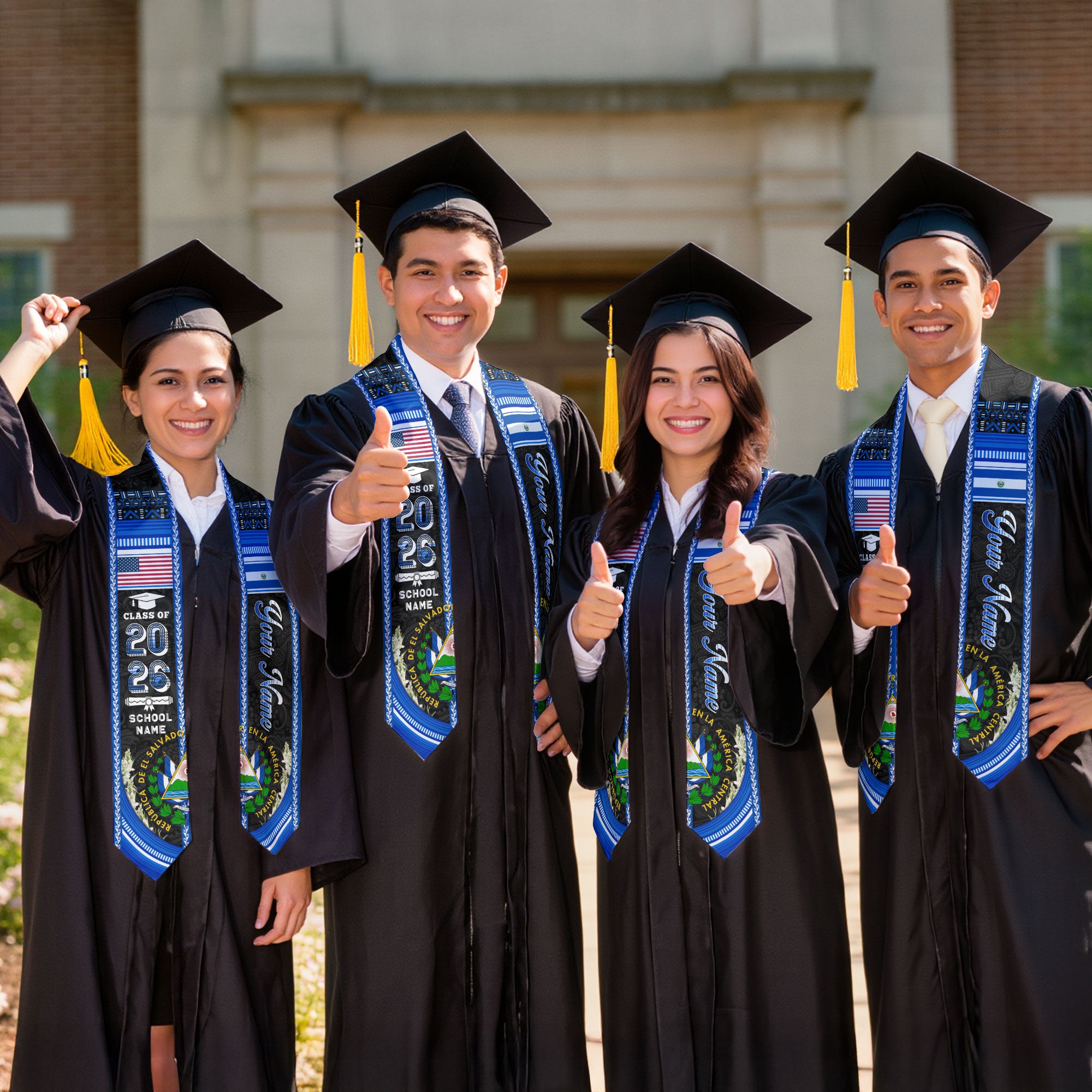 El Salvador Graduation Stole 2026, Salvadoran Flag Sash, Bespoke Touch for Class of 2026