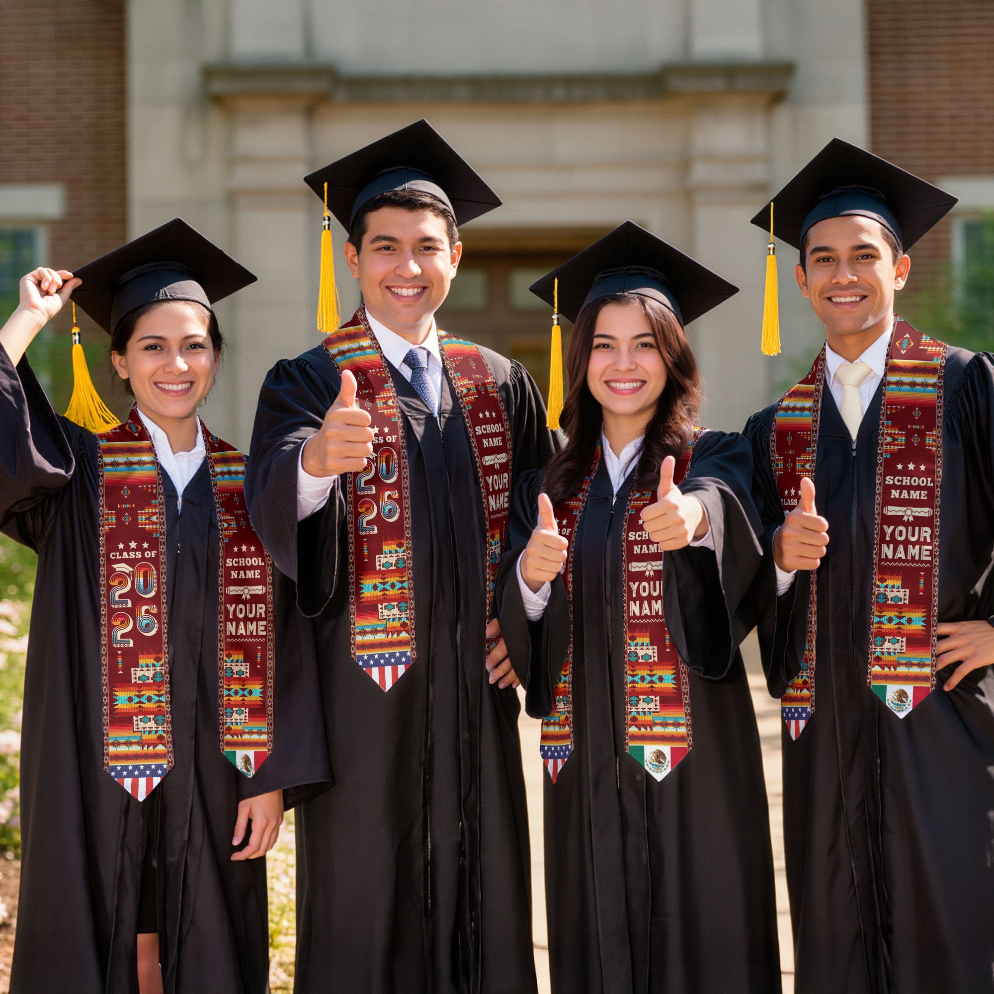 Mexico Graduation Stole 2026, Mexican Flag Sash, Custom Accent for Class of 2026 Grads