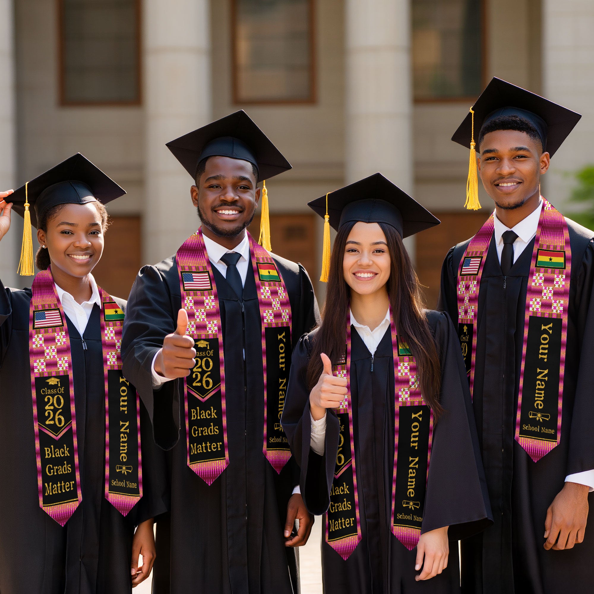 Customized Ghana Graduation Sash with Traditional Flag Motif, Ceremony Stole for Class of 2026