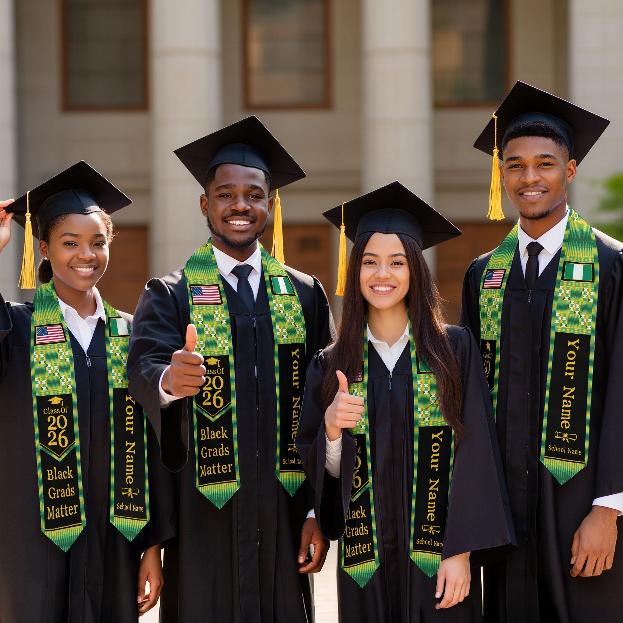 Customized Nigerian Graduation Stole with National Flag Inspired Design, Graduation Sash Class of 2026