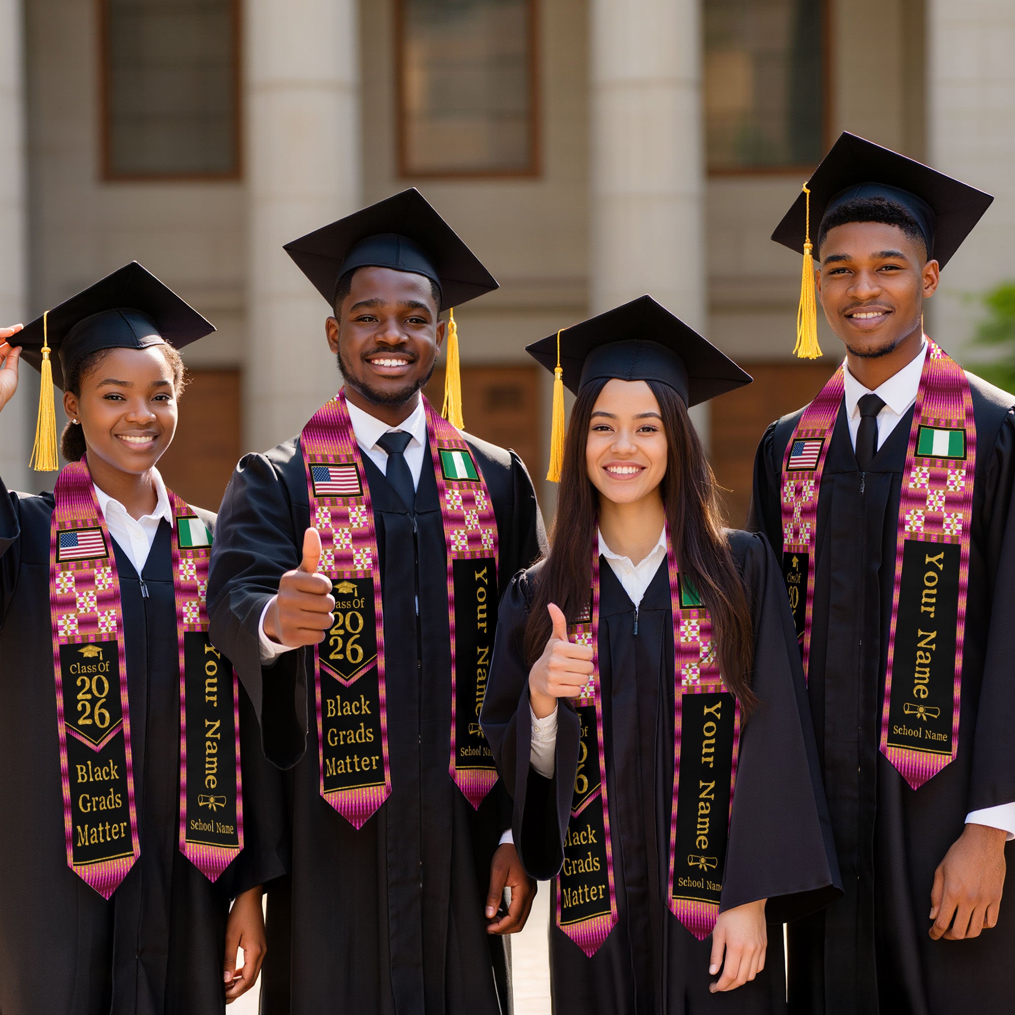 Customized Nigeria Graduation Stole Showcasing Traditional Flag Colors, Graduation Sash for 2026