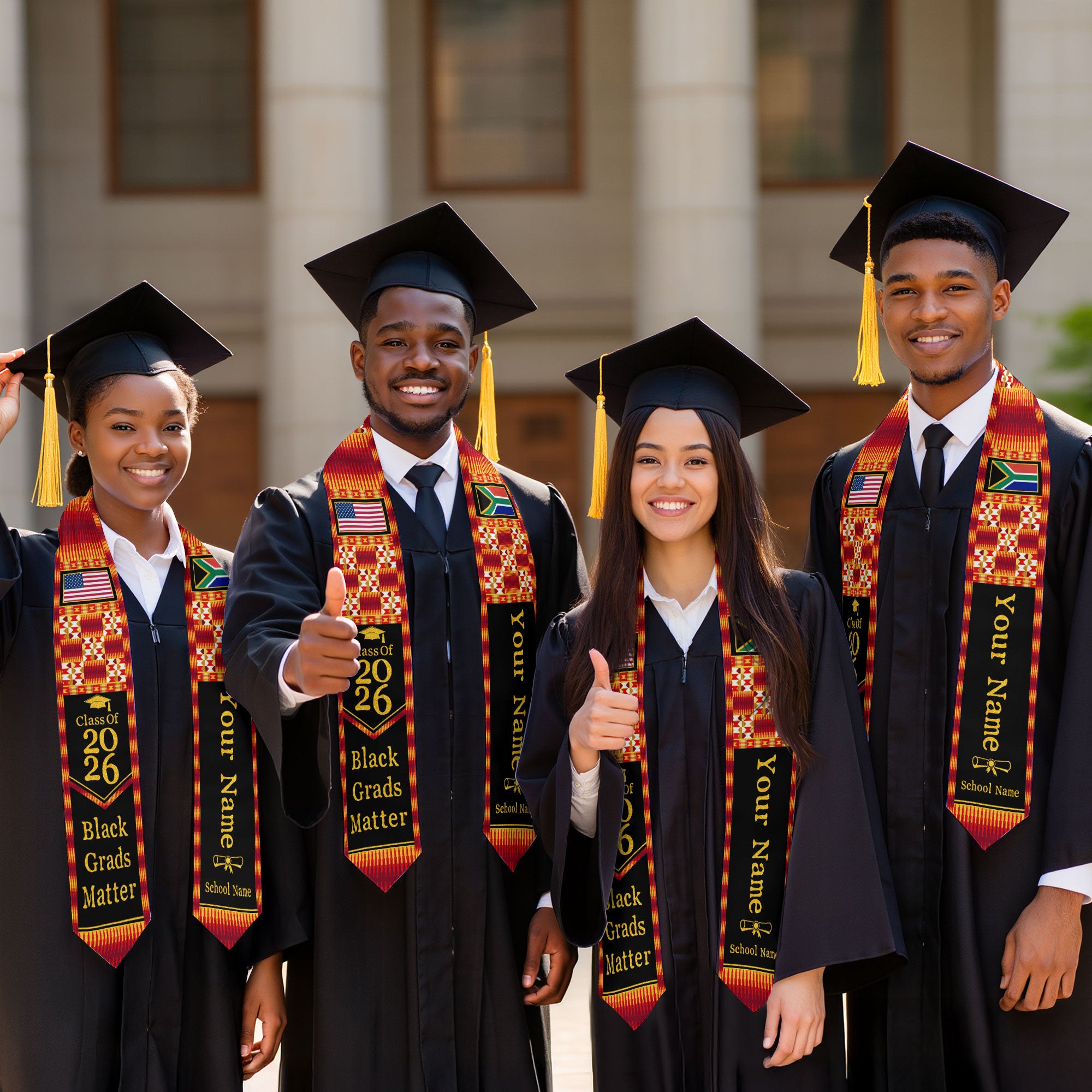 Customized South Africa Graduation Sash with Heritage Flag Motif, Ceremony Stole for Class of 2026