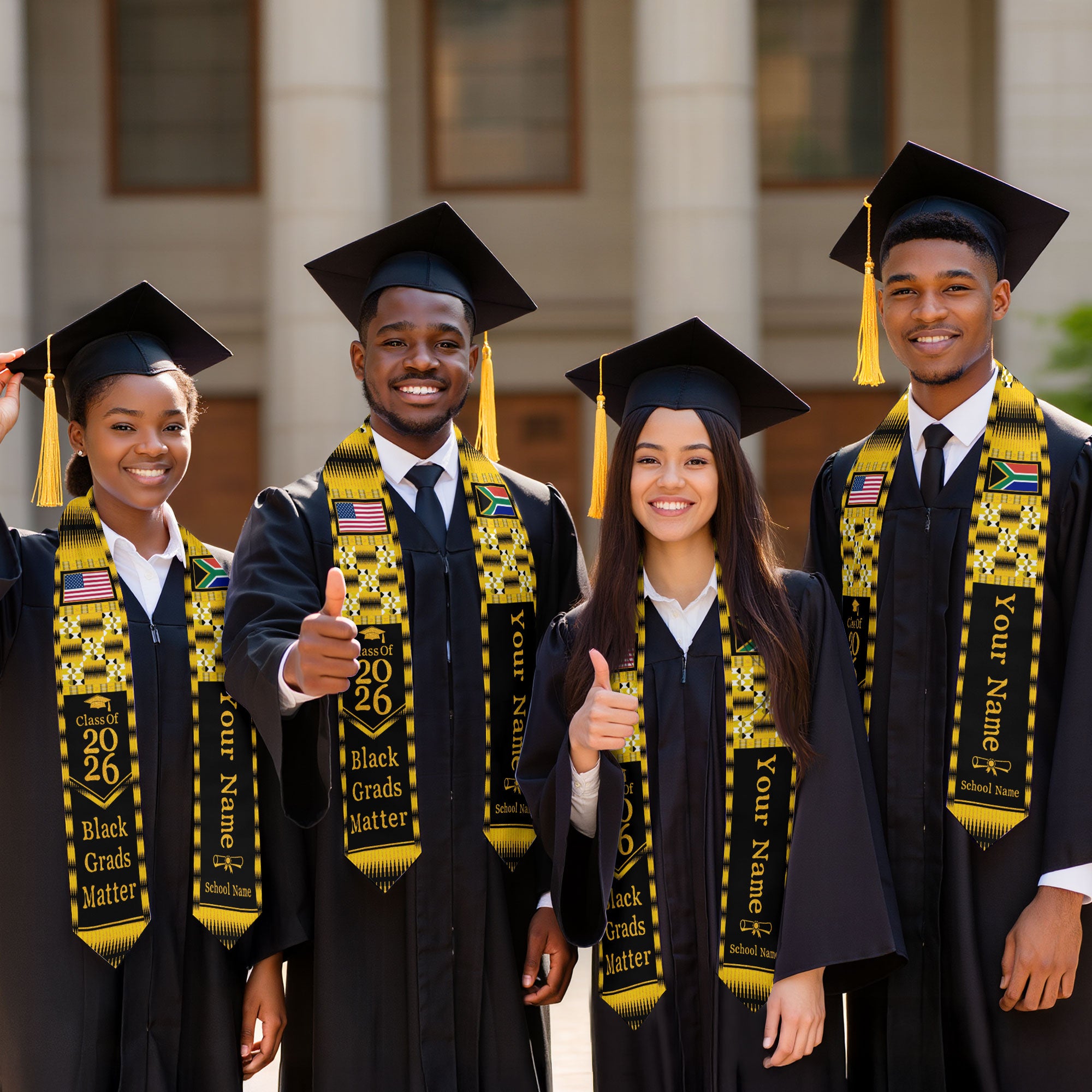 Customized South Africa Graduation Stole Highlighting Flag Identity Design, Graduation Sash for 2026