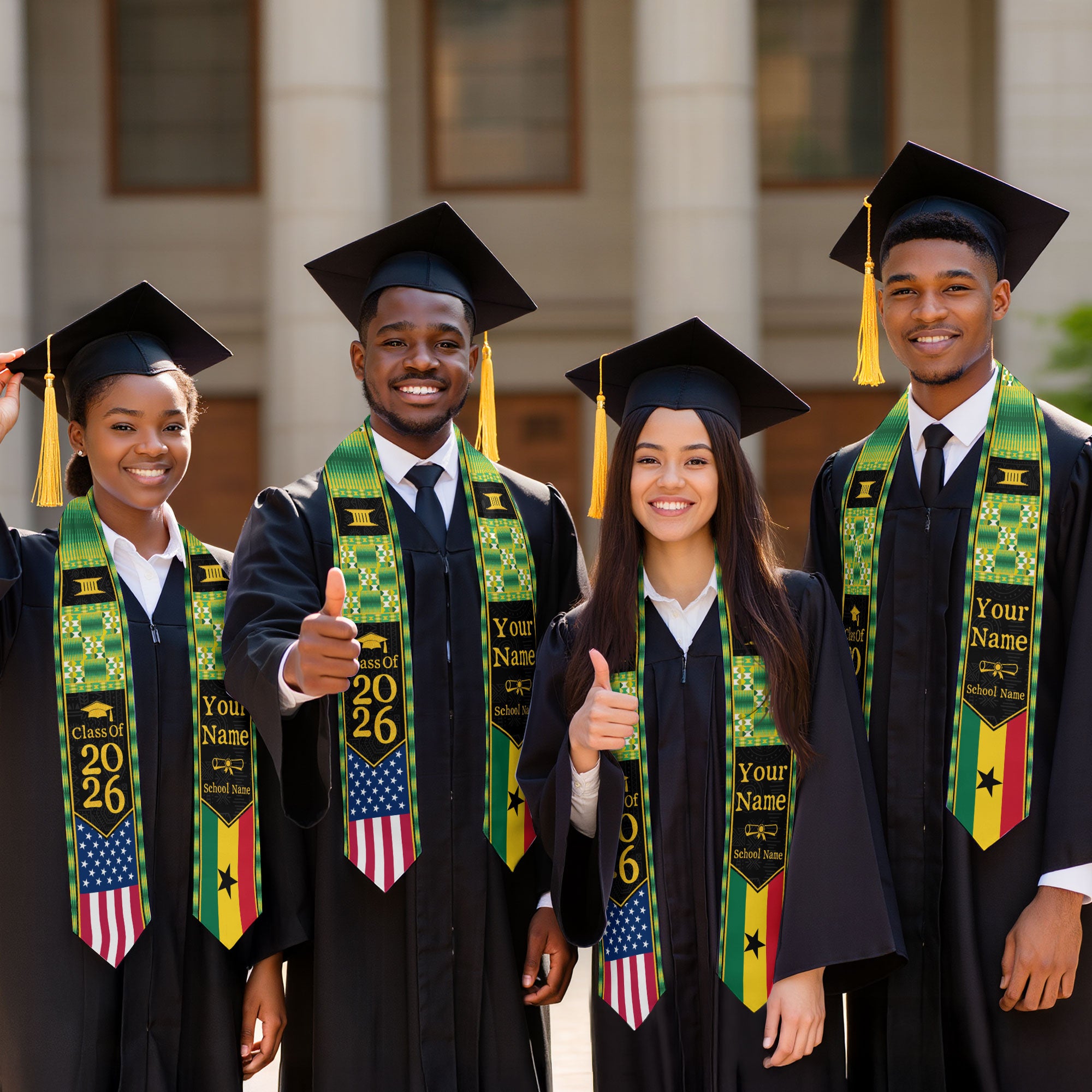 Customized Graduation Stole Ghana with National Flag Inspired Style, Graduation Sash 2026